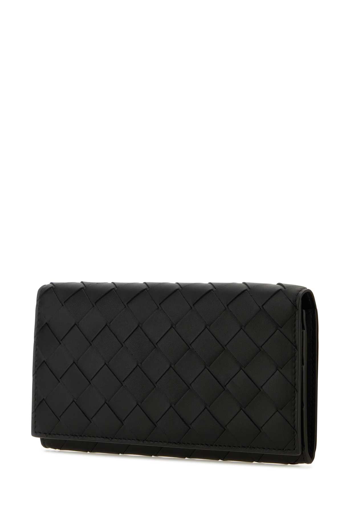 Shop Bottega Veneta Black Leather Wallet In Blacksilver