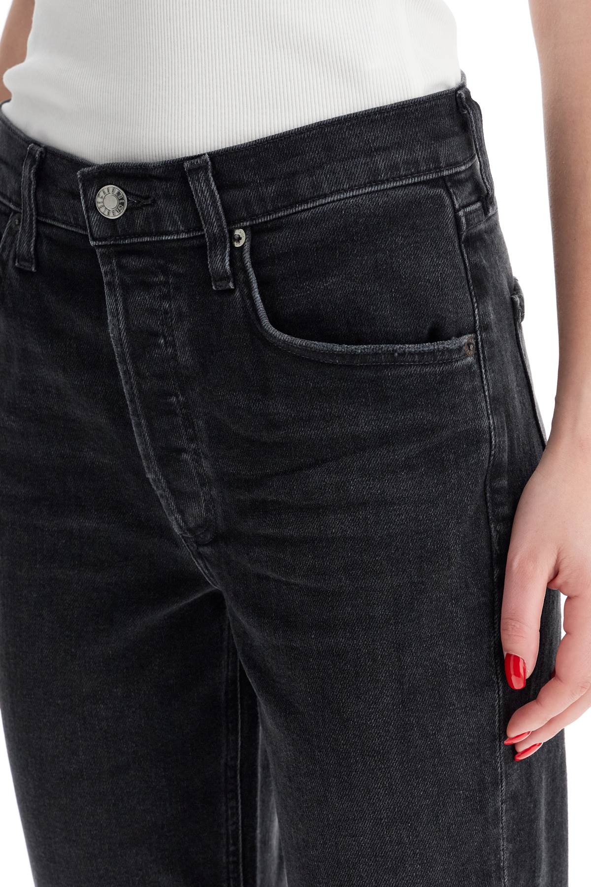 Shop Agolde Cropped Riley Jeans By In Panoramic (black)