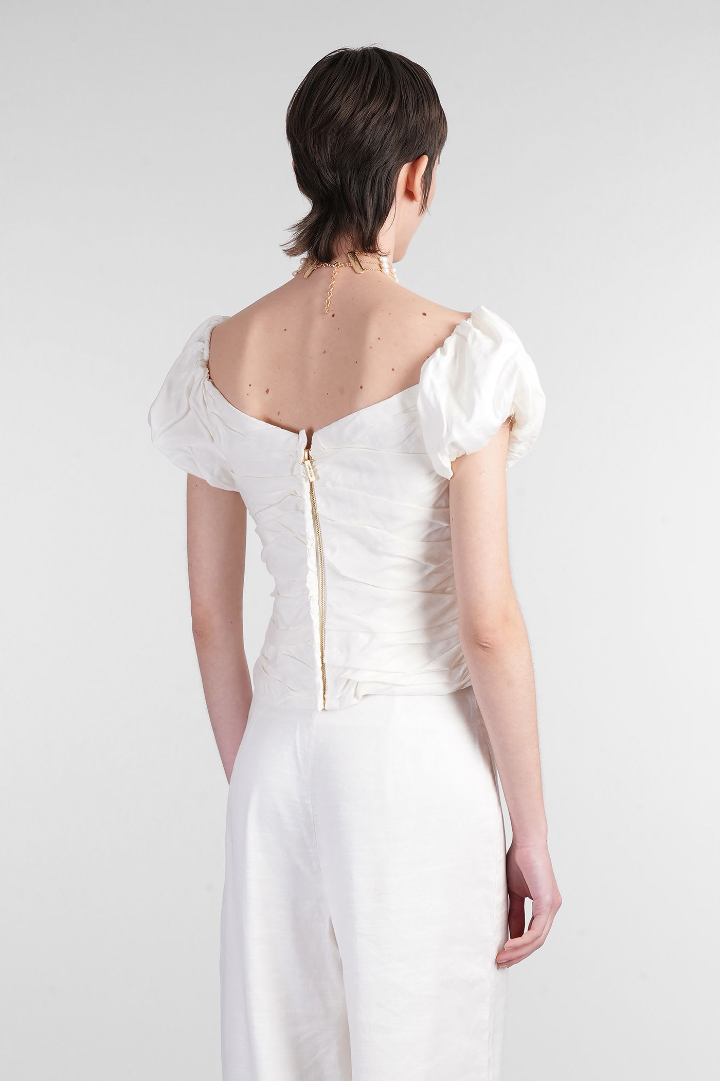 Cult Gaia Helene Topwear In White Linen