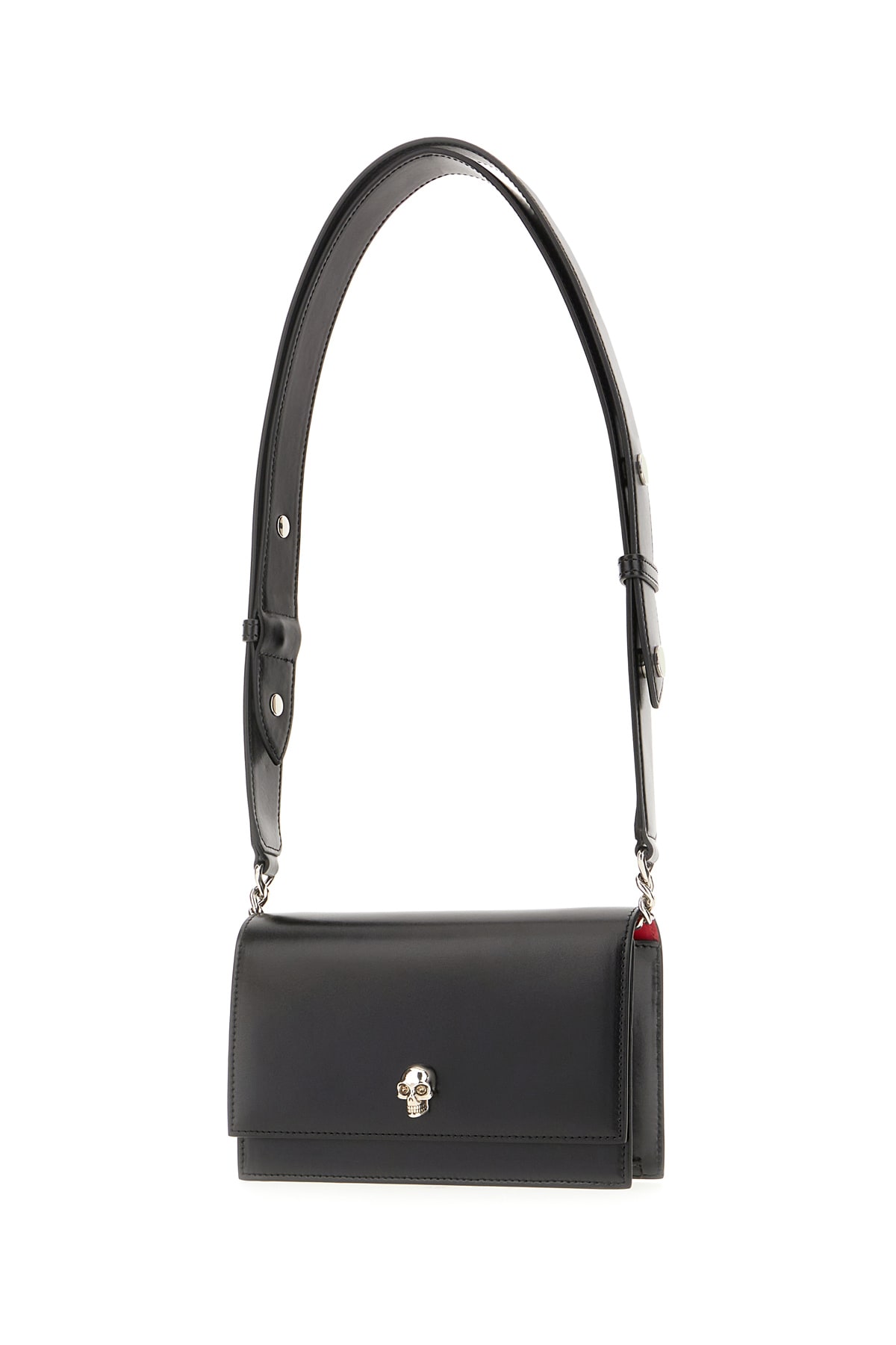 Shop Alexander Mcqueen Black Leather Small Skull Shoulder Bag In 1000