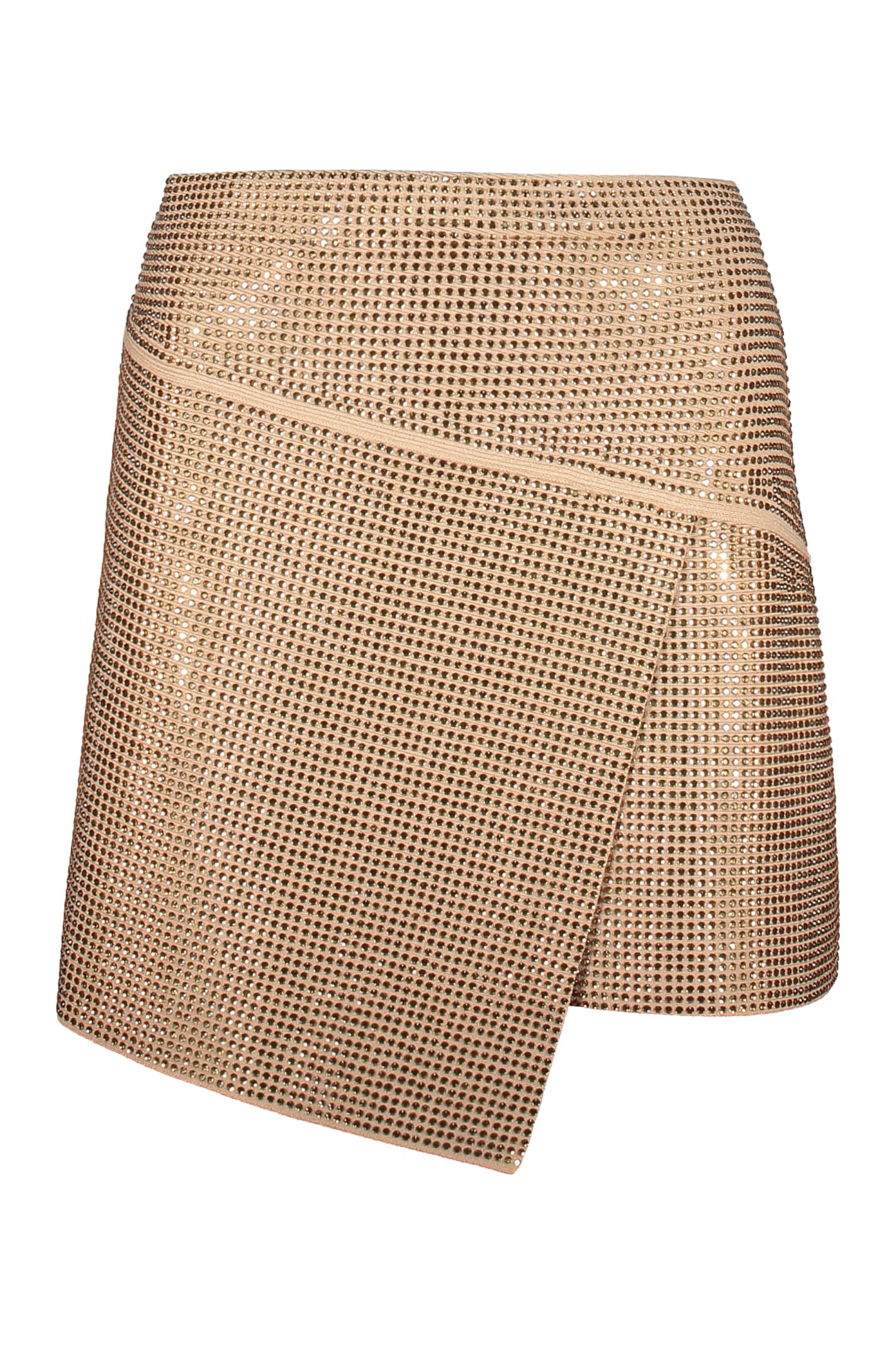 Shop Andreädamo Asymmetric Miniskirt In Beige