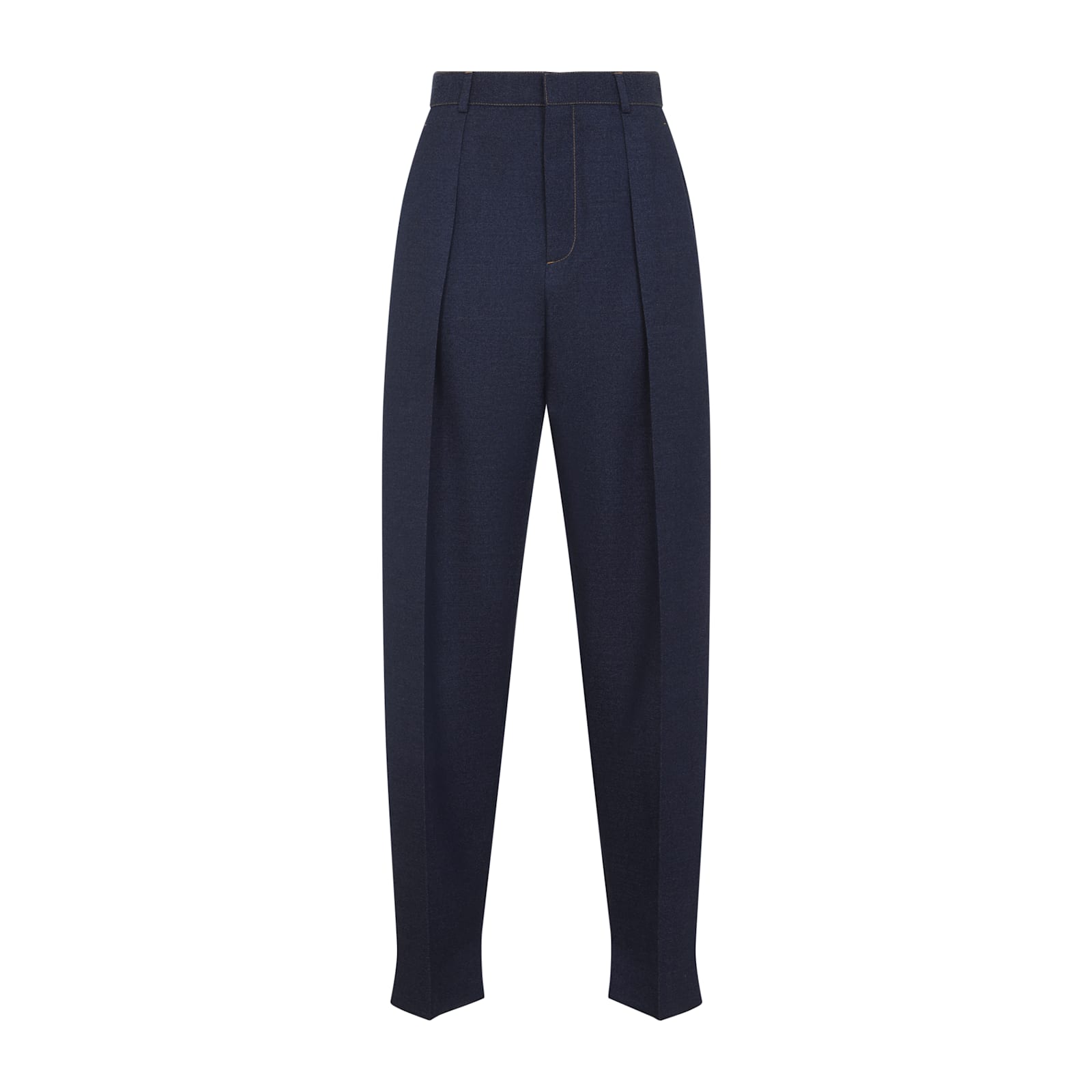 Bottega Veneta High-waisted Tailored Trousers With Subtle Pleats In Blue