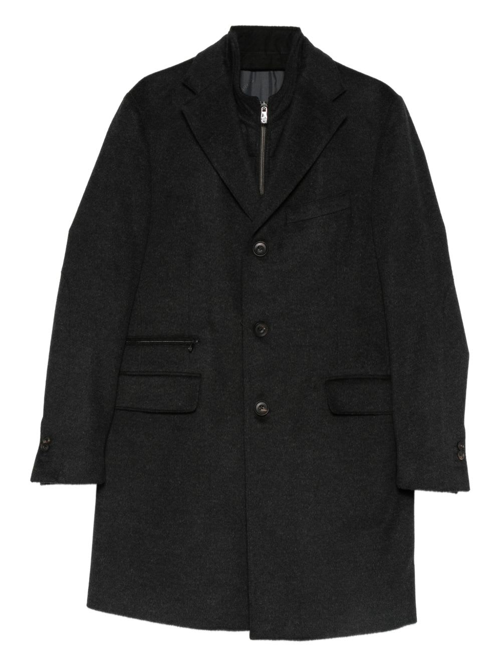 Corneliani Flap-pockets Single-breasted Coat In Black
