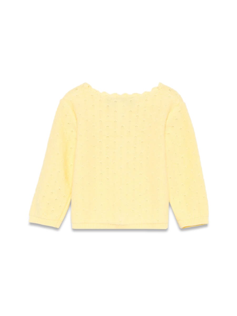 Tartine Et Chocolat Pointelle-knit Cardigan In Gold