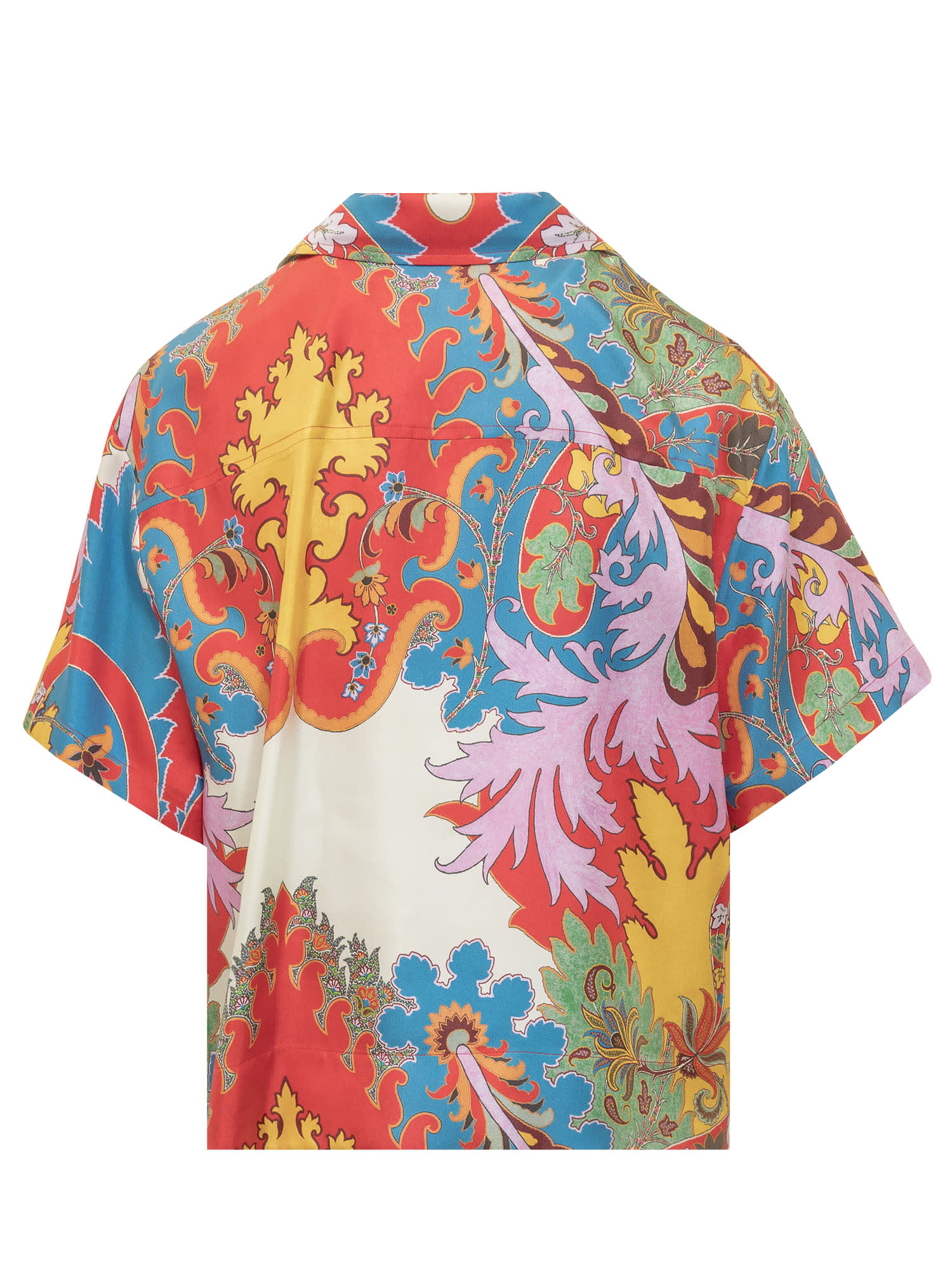 Etro Silk Shirt Collared Neck Colorful Print In Fantasia