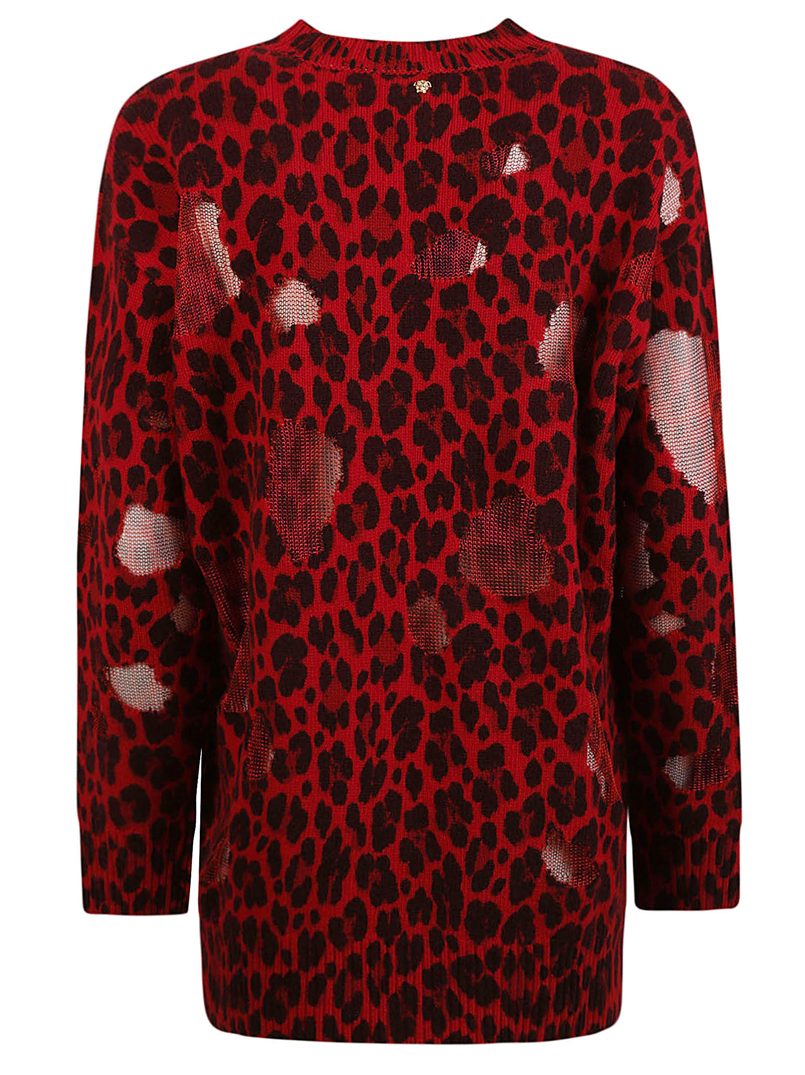 Shop Versace Intarsia Printed Knit Sweater In Lipstick Red