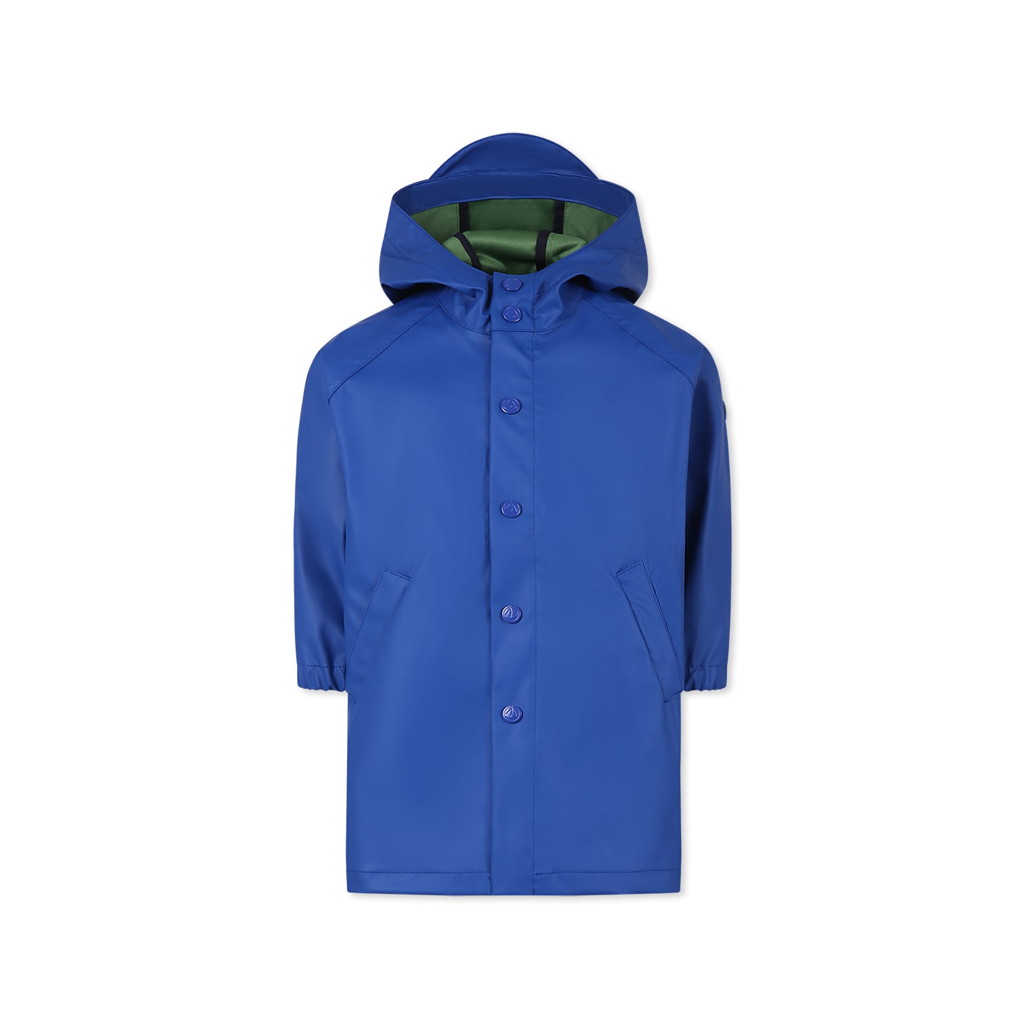 Petit Bateau Hooded Raincoat In Light Blue
