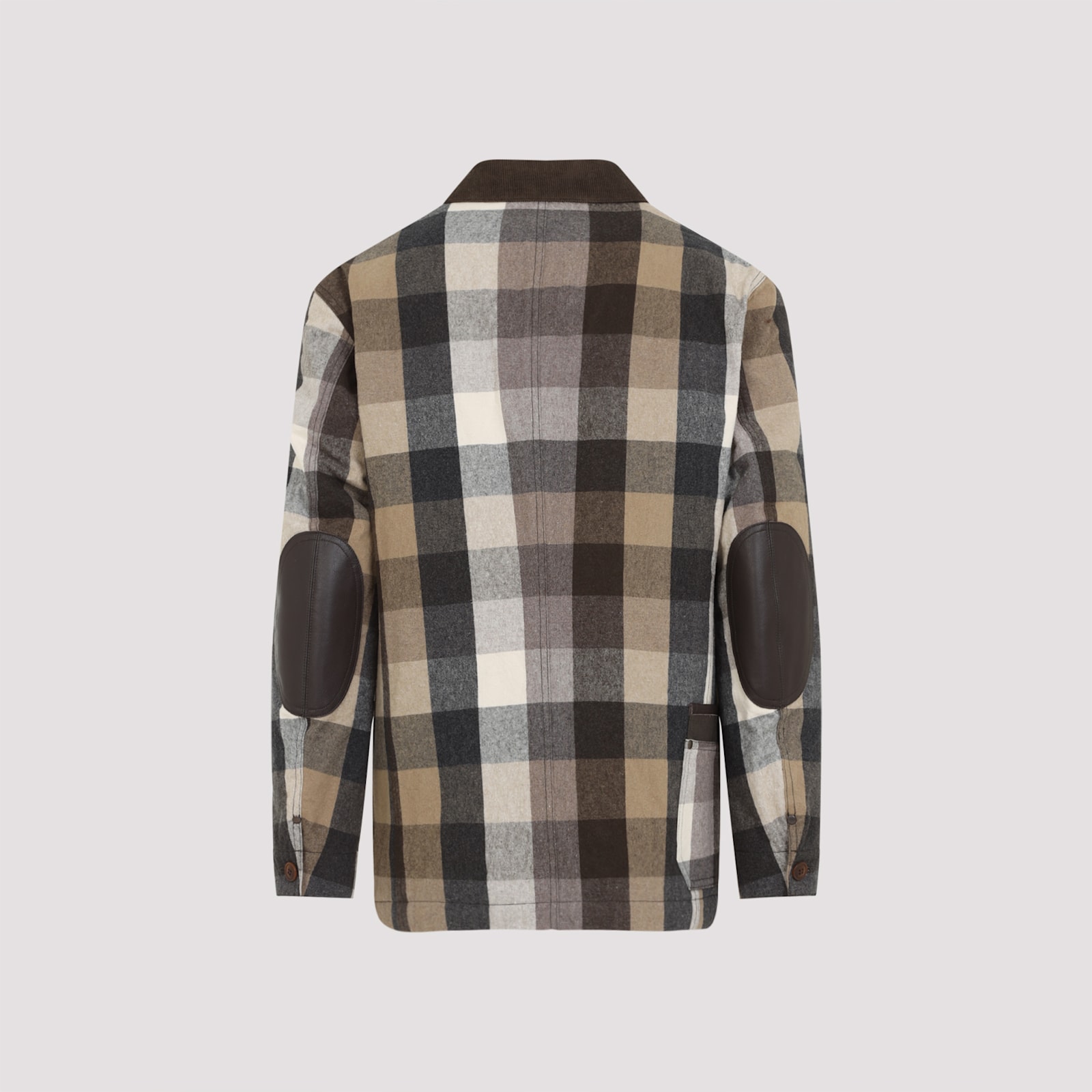 Junya Watanabe Long-sleeved Checked Shirt In Bk Brw Bge