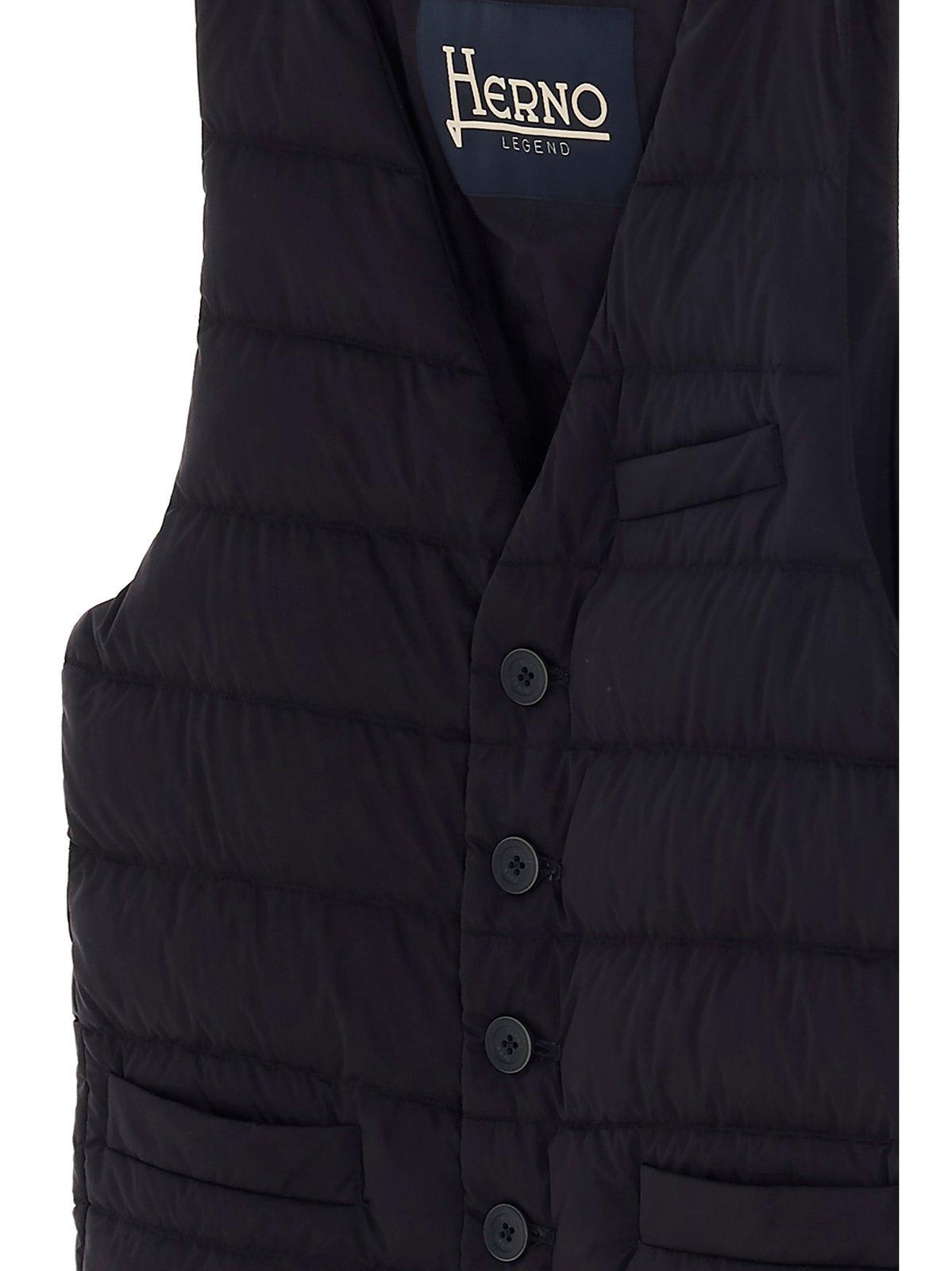 Shop Herno Padded Button-up Gilet Vest In Blu