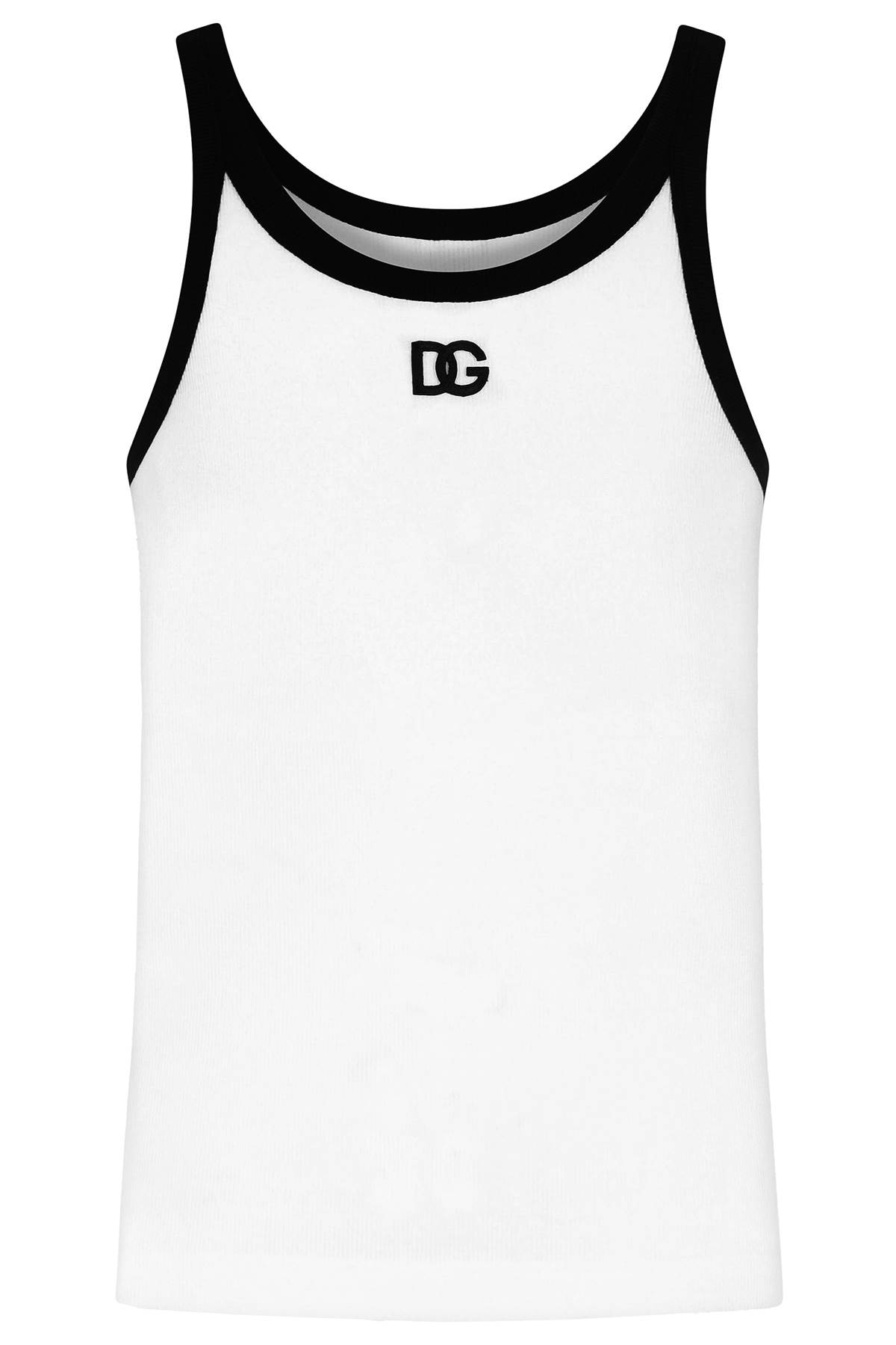 DOLCE & GABBANA MARCELLO COTTON TANK TOP WITH LOGO EMBROIDERY