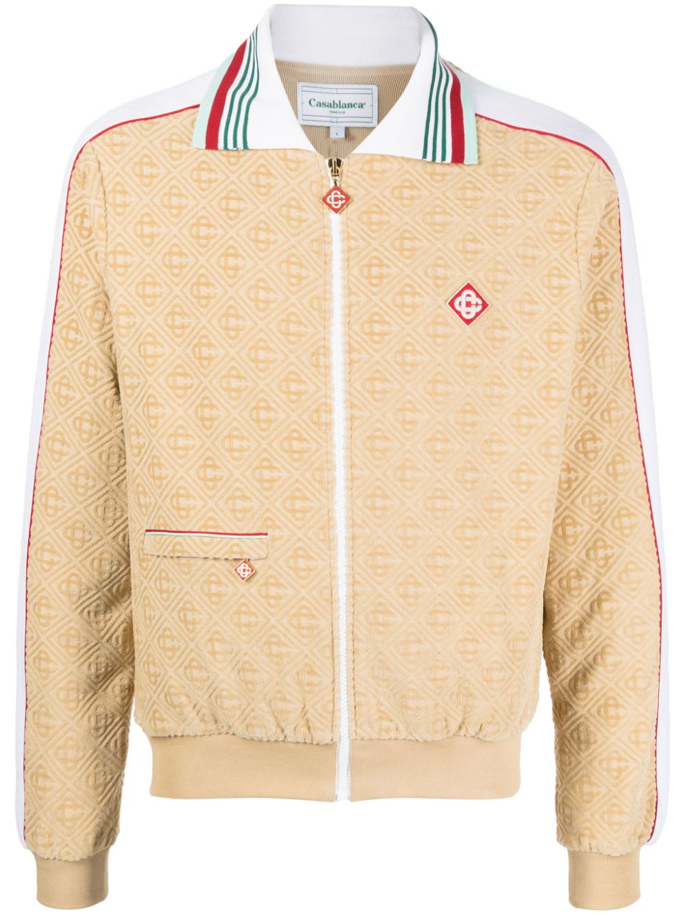 Casablanca Monogram-jacquard Cotton-blend Jacket In Nude