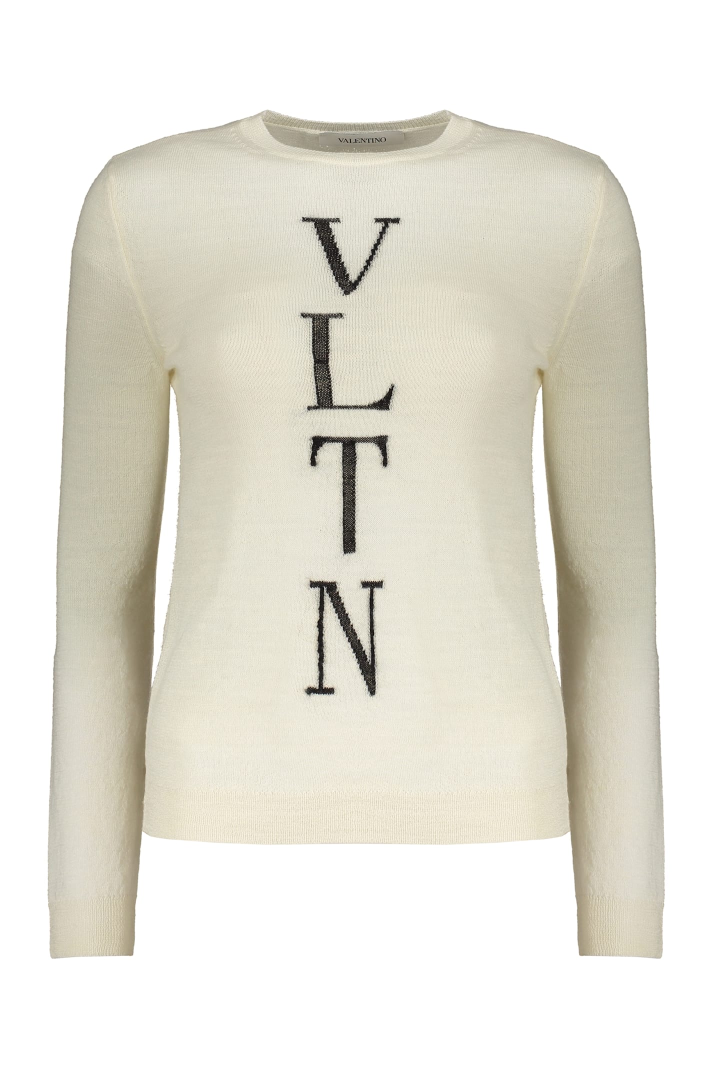 Valentino Long Sleeve Crew-neck Sweater In Neutral