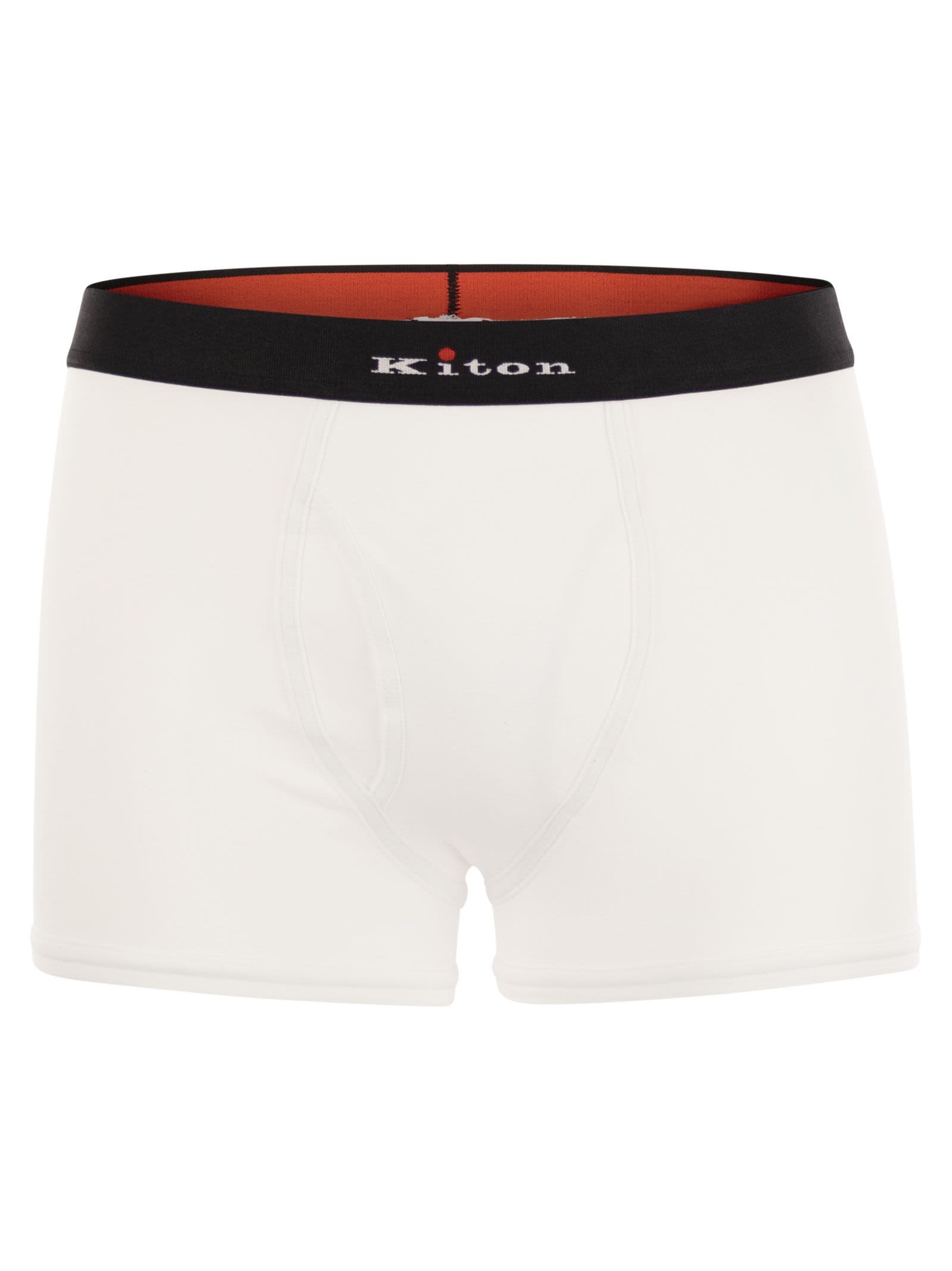 Kiton Stretch Cotton Boxer Shorts With Logo In White