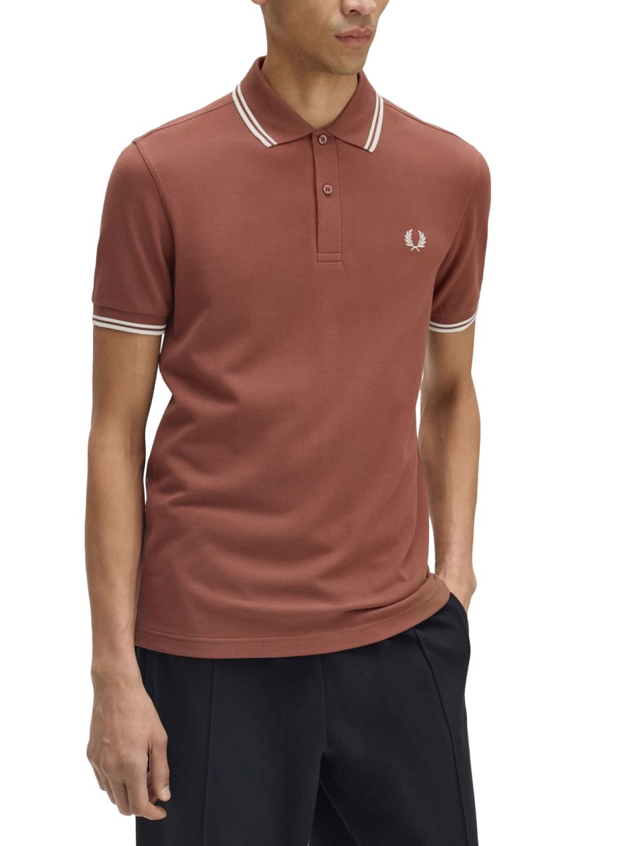 Fred Perry Burberry Check Trim Sweater In Brown
