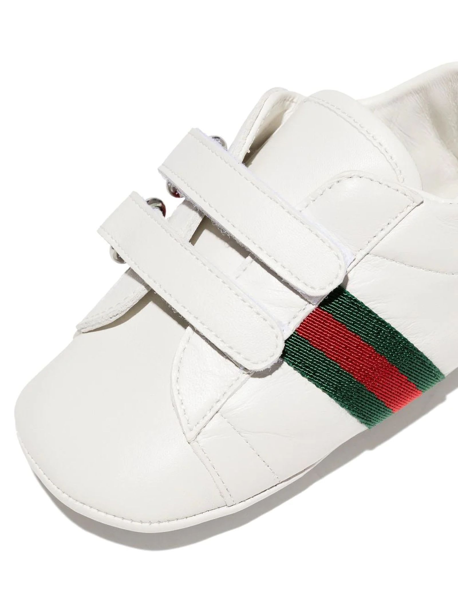 Baby Ace Leather Sneakers in White - Gucci Kids