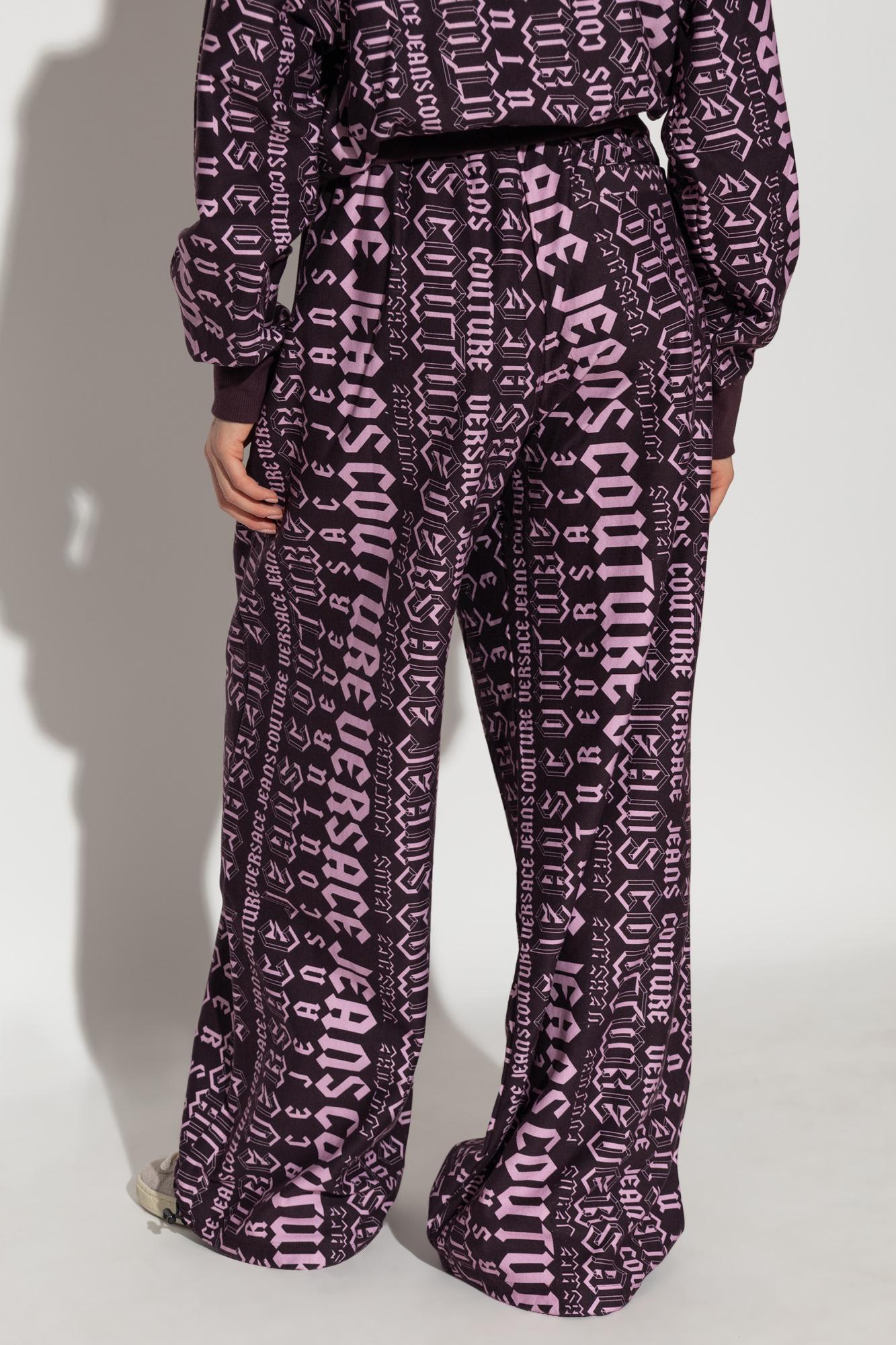 Shop Versace Jeans Couture Sweatpants With Logo In Purple