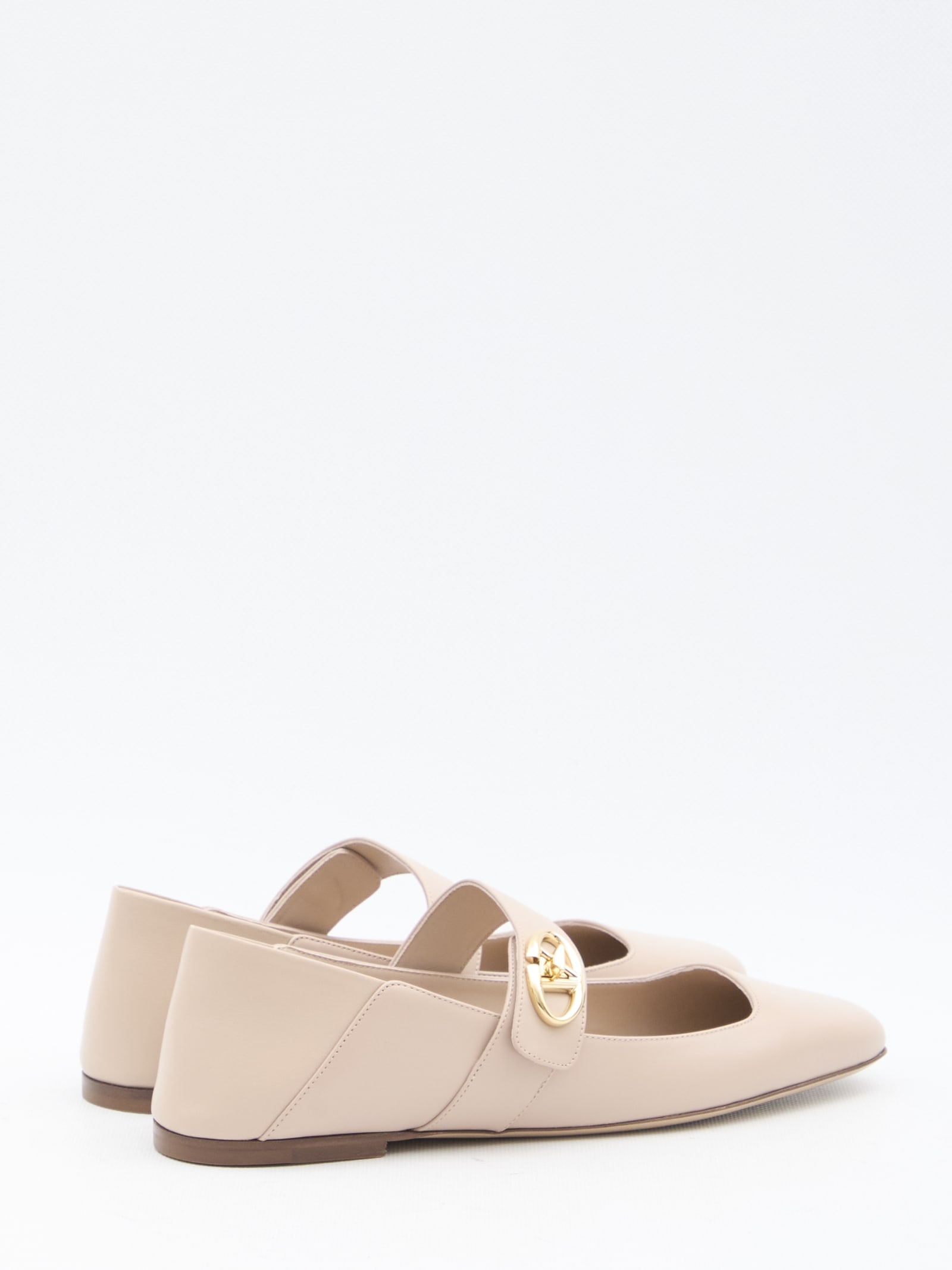 Shop Valentino Vlogo Locker Ballerinas In Beige