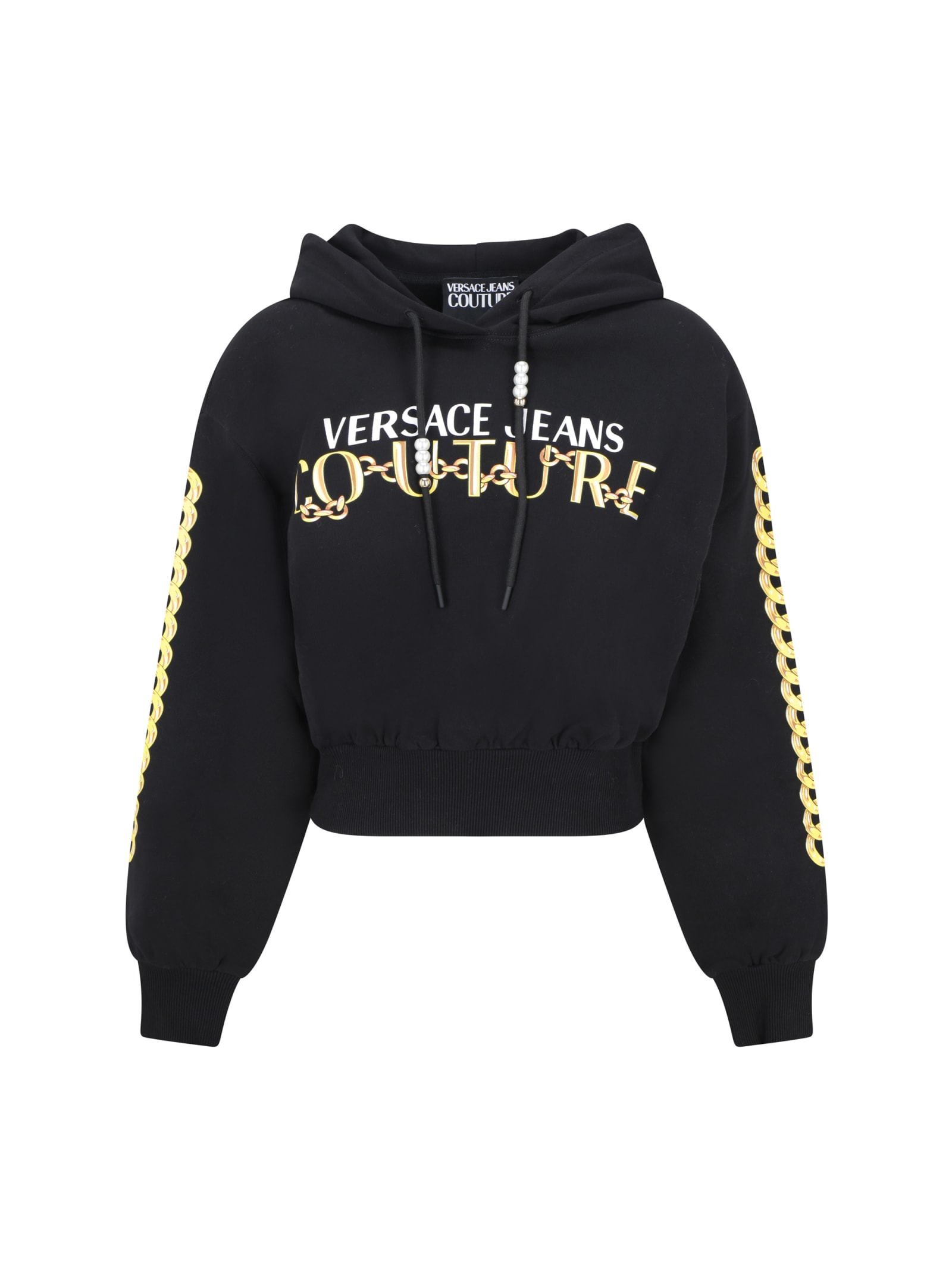 Shop Versace Jeans Couture Logo Chain Hoodie In Nero