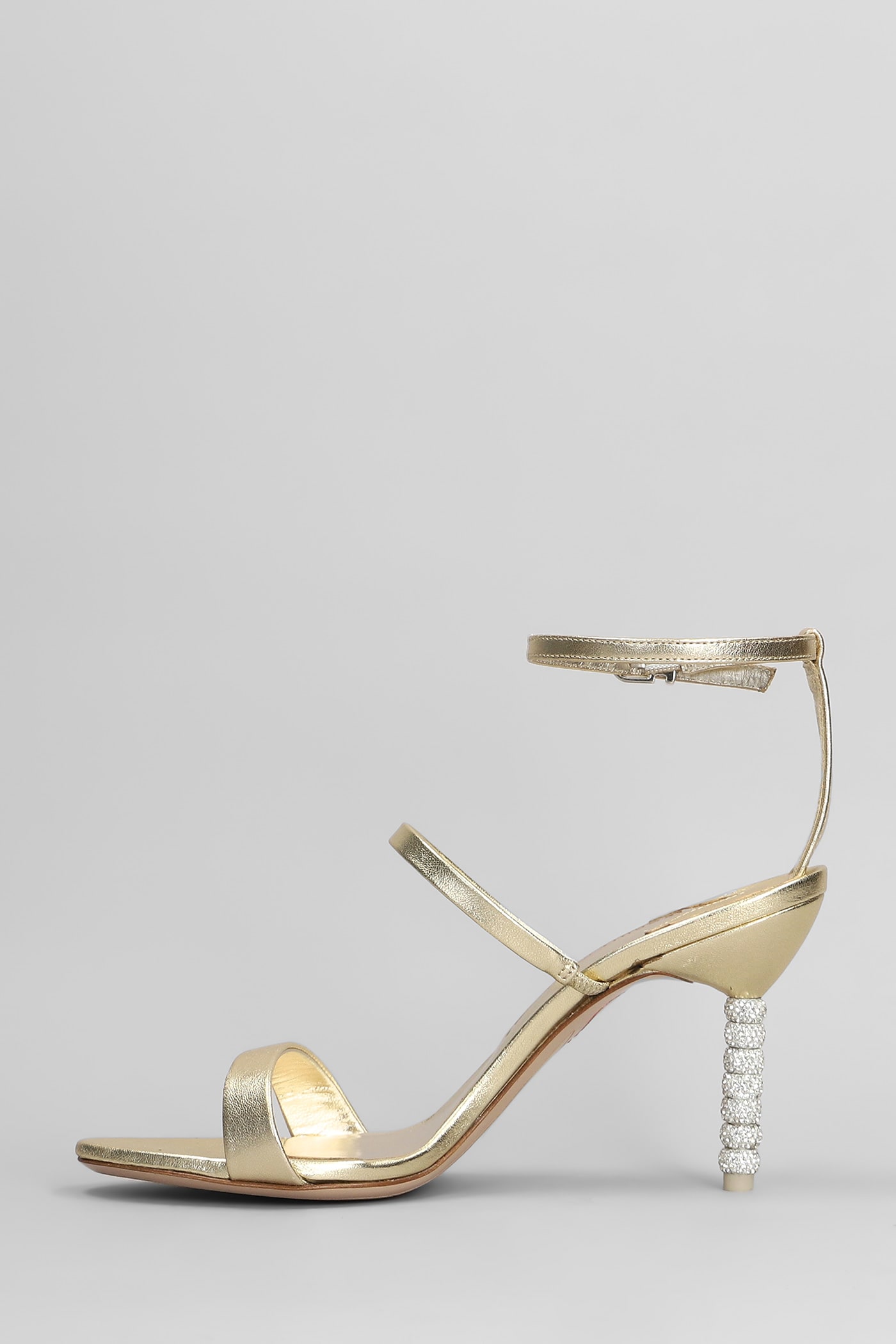 Sophia Webster Rosalind Crystal Mid Sandals In Gold Leather