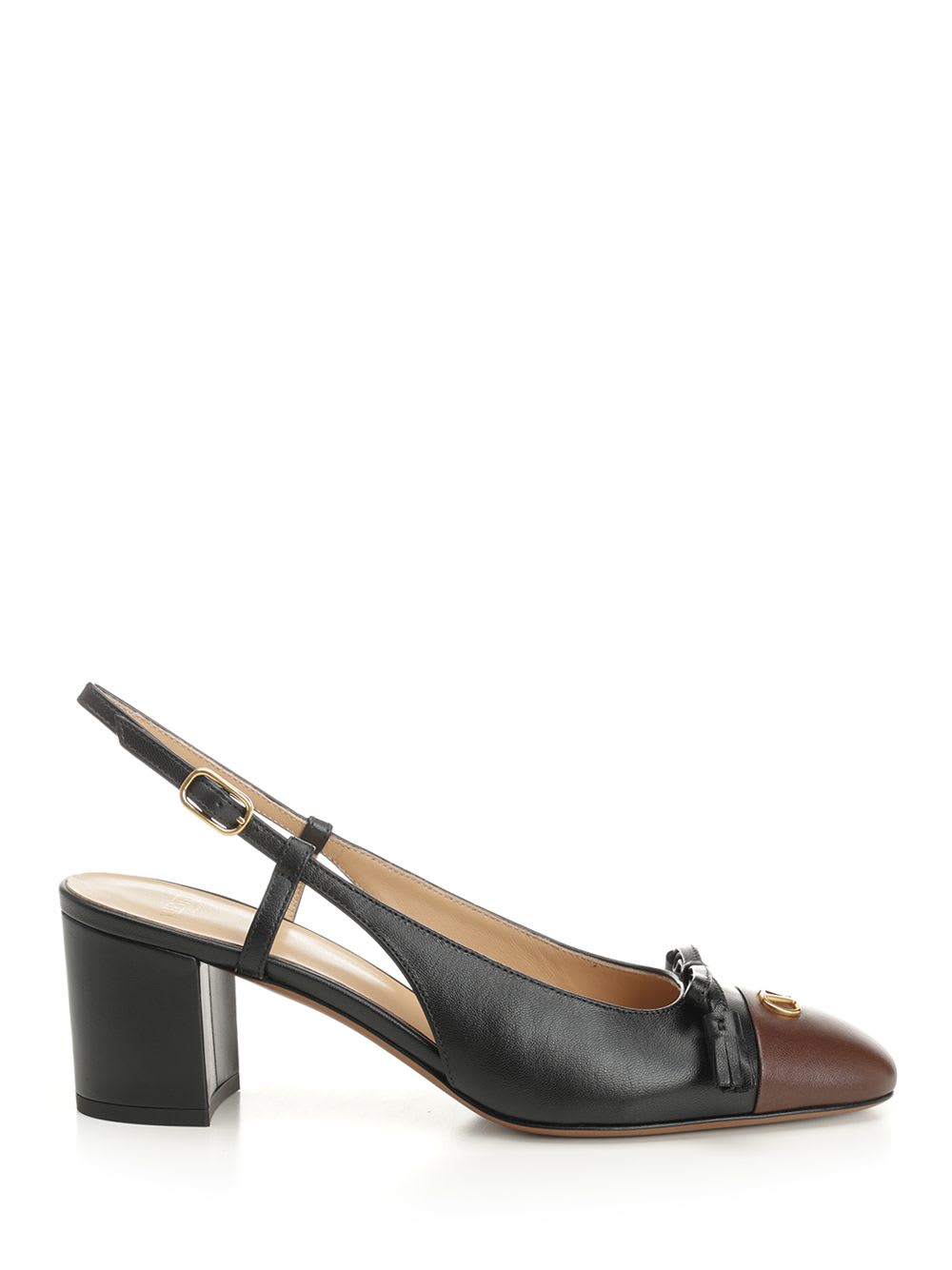 Valentino Valet Du Roi Vlogo Leather Slingback Pumps In Black