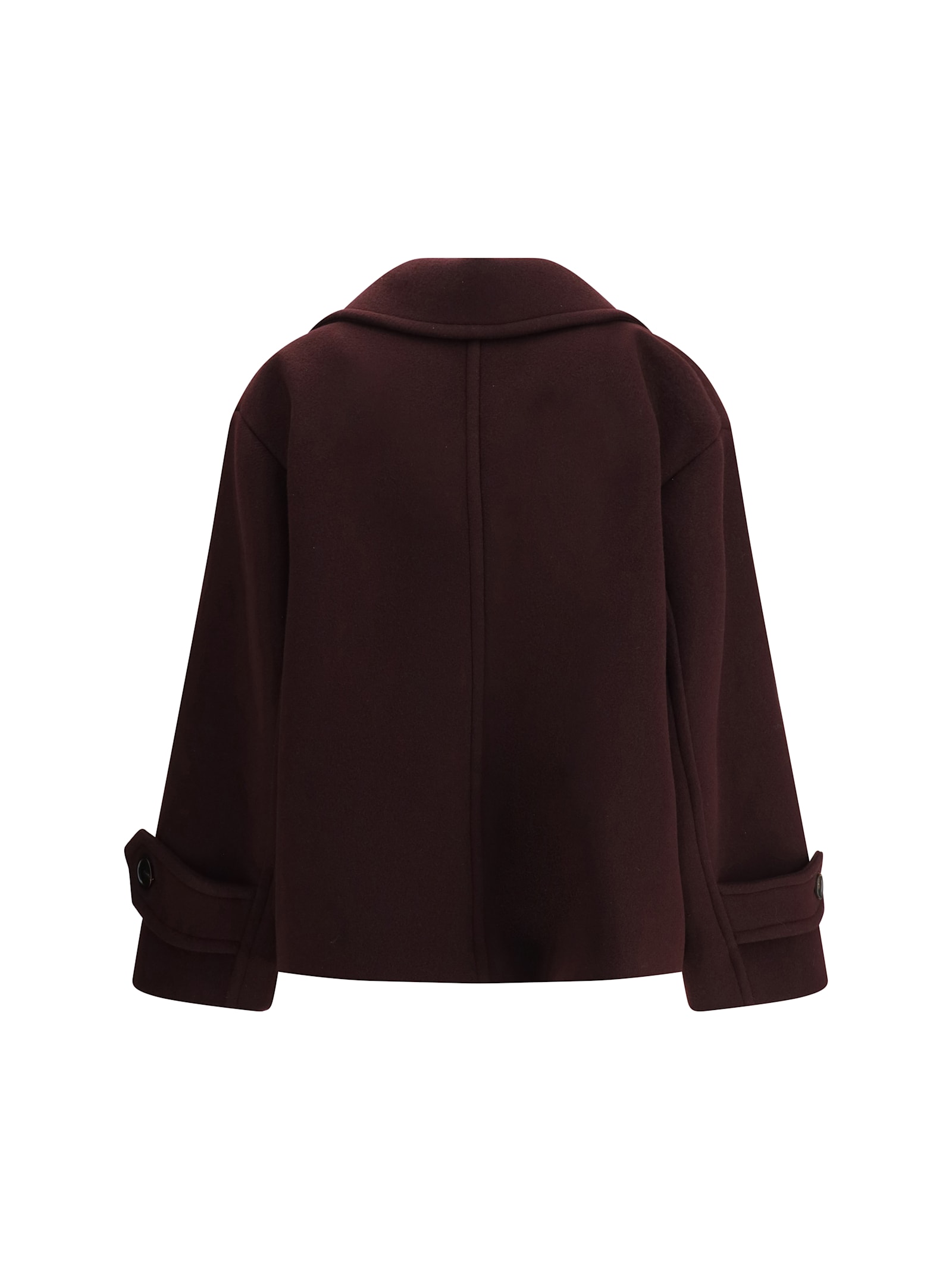 Chloé Women Violet Double-breasted Jacket With Wide Notched Revers And Dropped Shoulders In Wool Ble In Burgundy