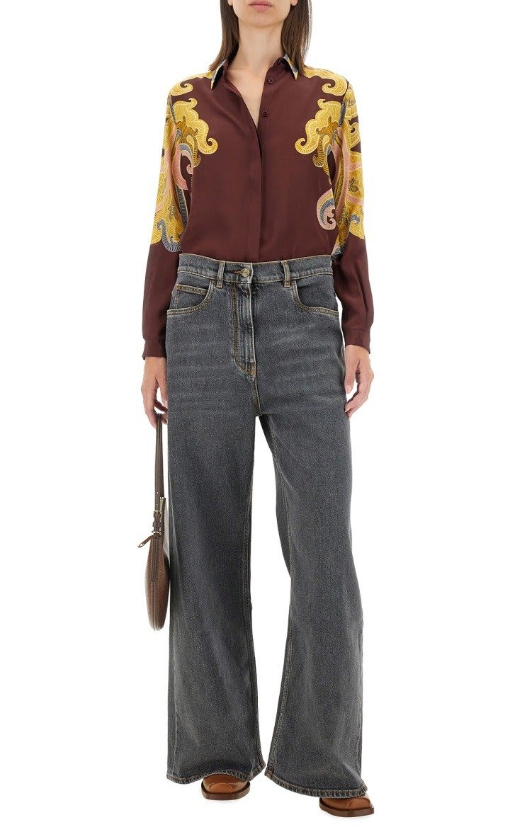 Shop Etro Paisley Printed Crepe Shirt In Burgundy