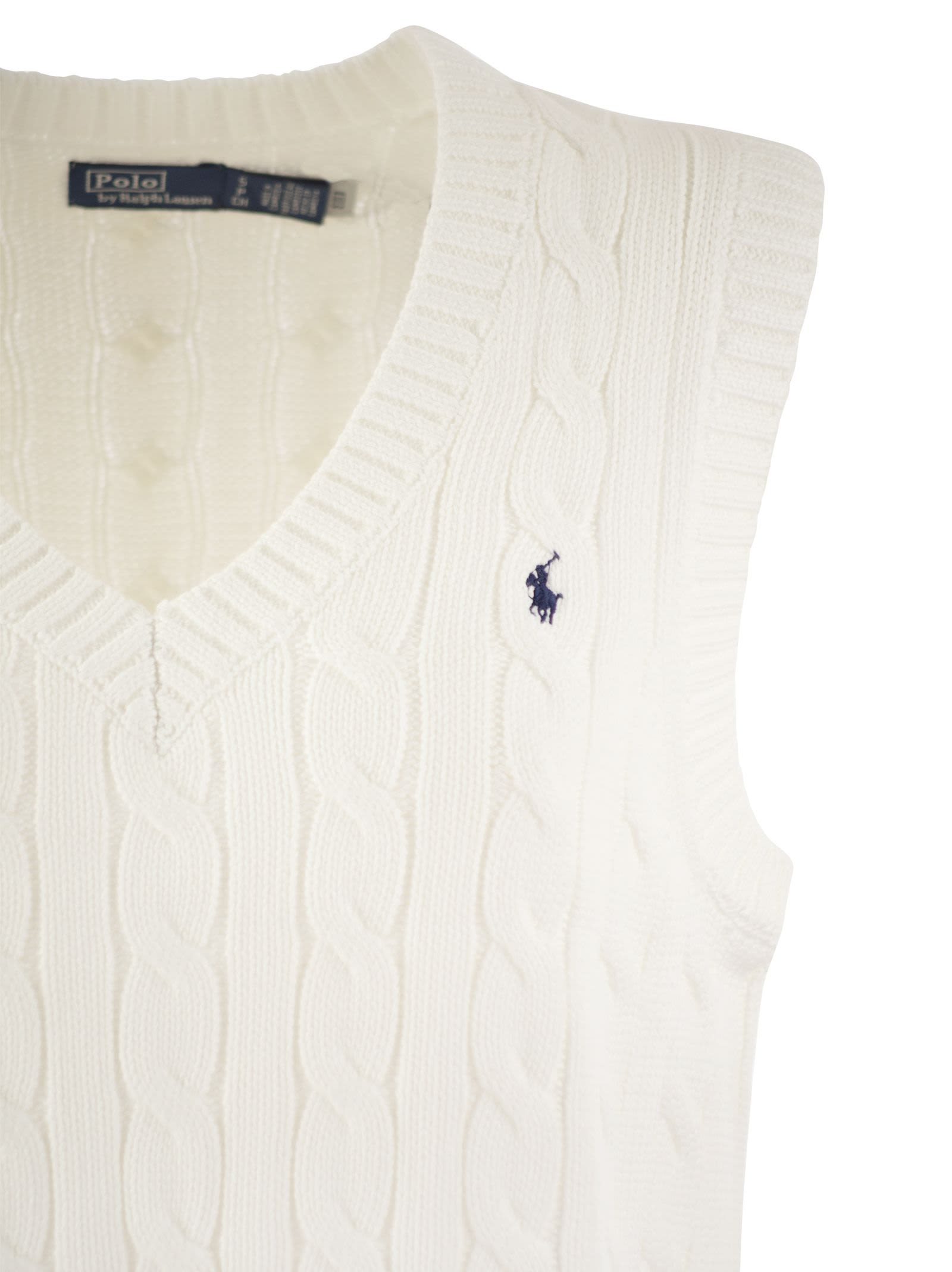 Shop Polo Ralph Lauren Plaited Cotton V-neck Waistcoat In White