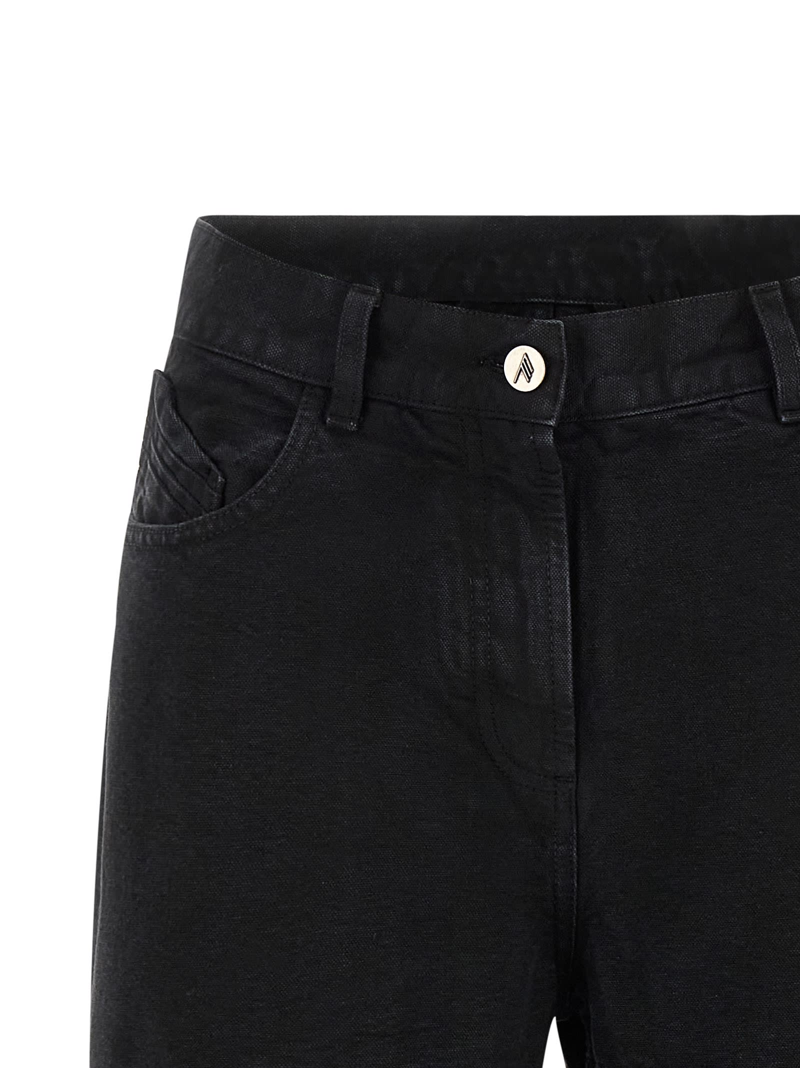 Attico Garment-dyed Cotton Denim Jeans In Black