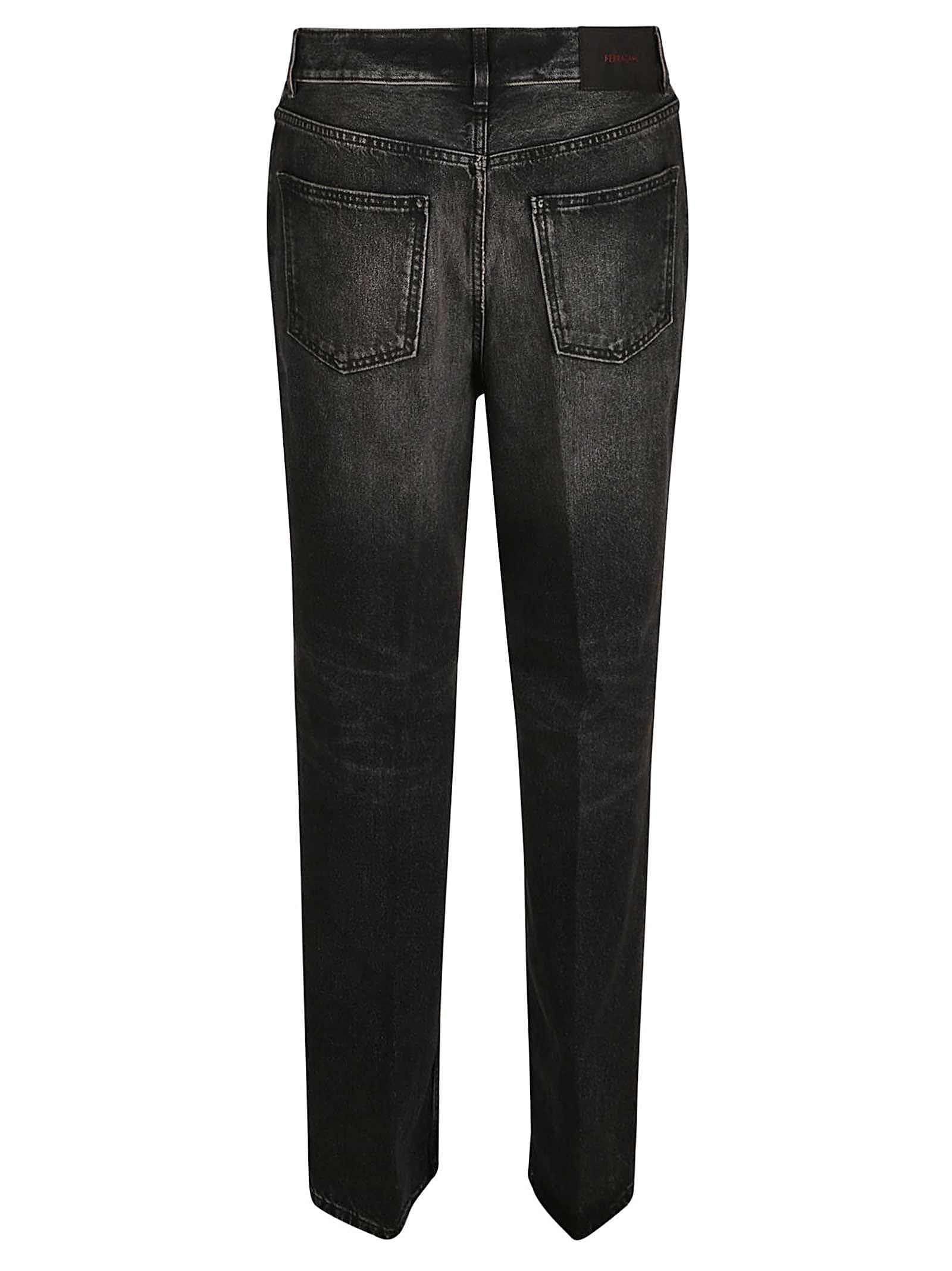Shop Ferragamo Buttoned Classic Jeans In Black