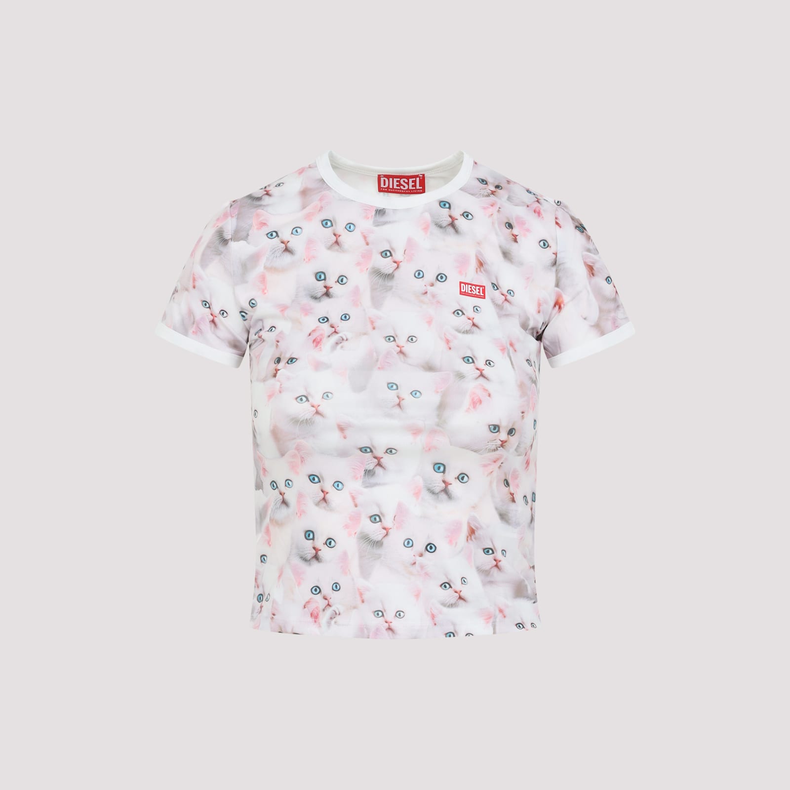 Diesel Cat-print T-shirt With Short Sleeves Throughout In Multi