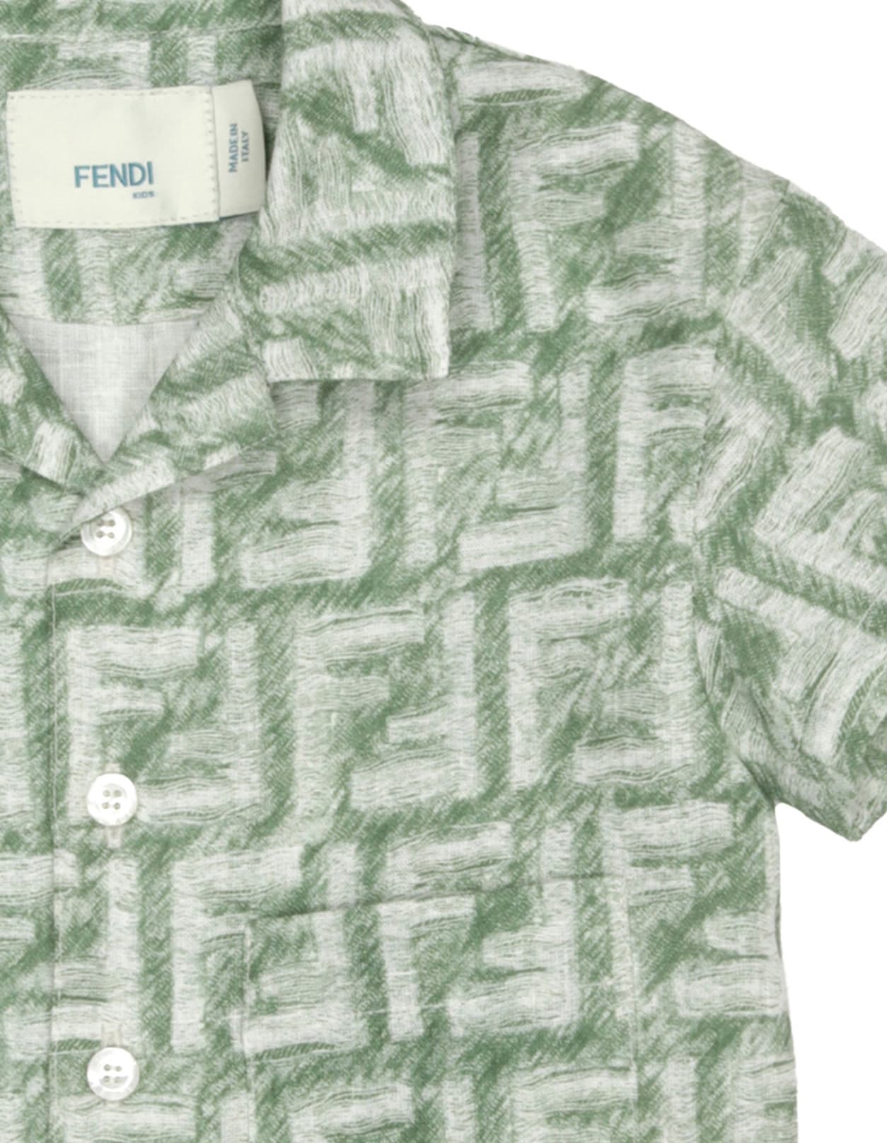 Shop Fendi Bowling Shirt With Green Monogram Motif