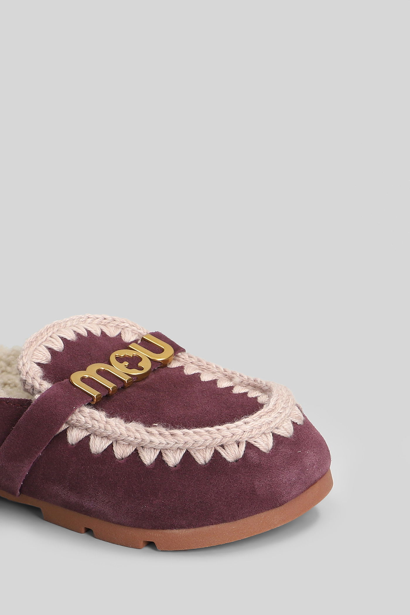 Mou Winter Bio Slide Slipper-mule In Bordeaux Suede In Purple