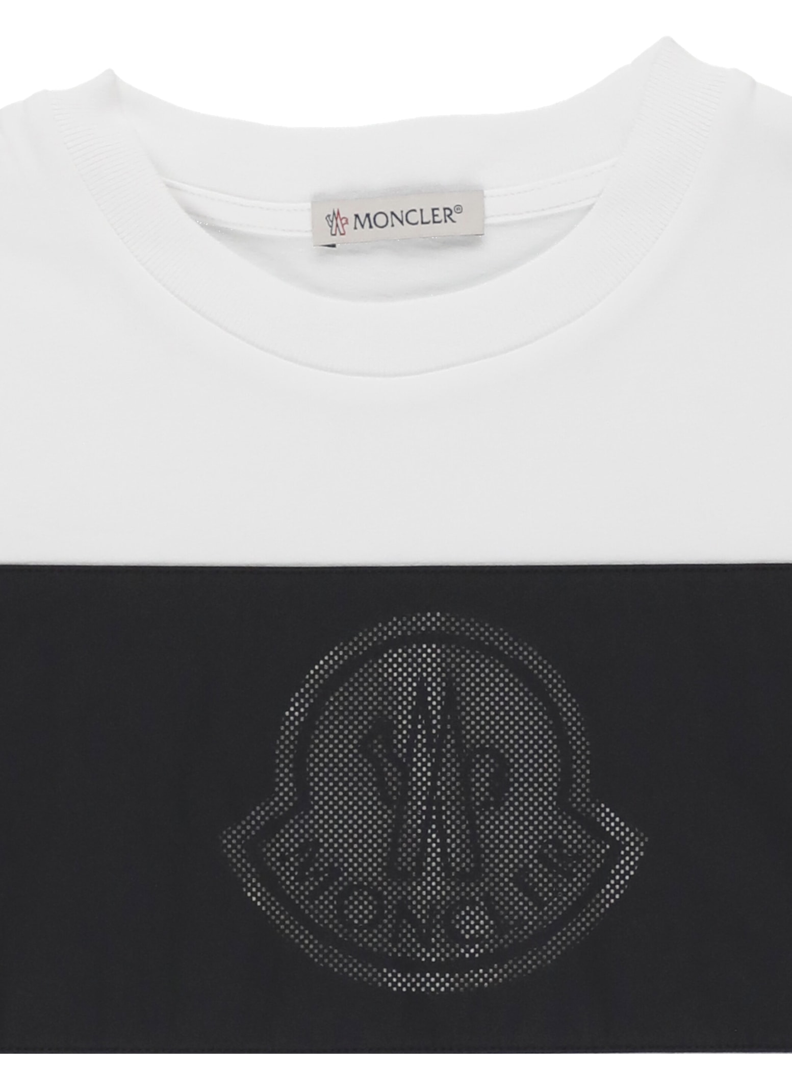 Shop Moncler T-shirt With Laser-cut Logo In White