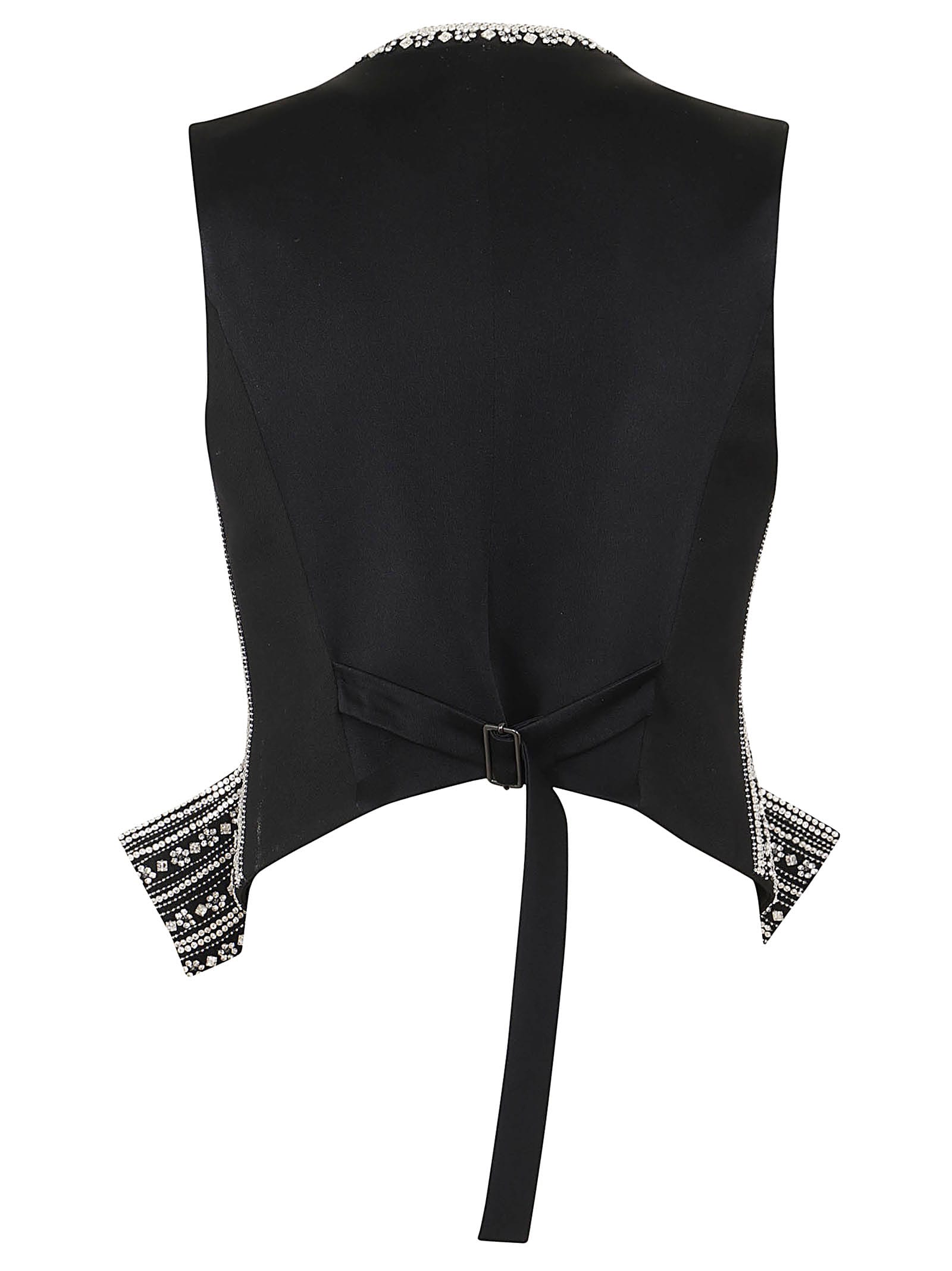 Shop Stella Mccartney Crystal-embellished Vest In Black