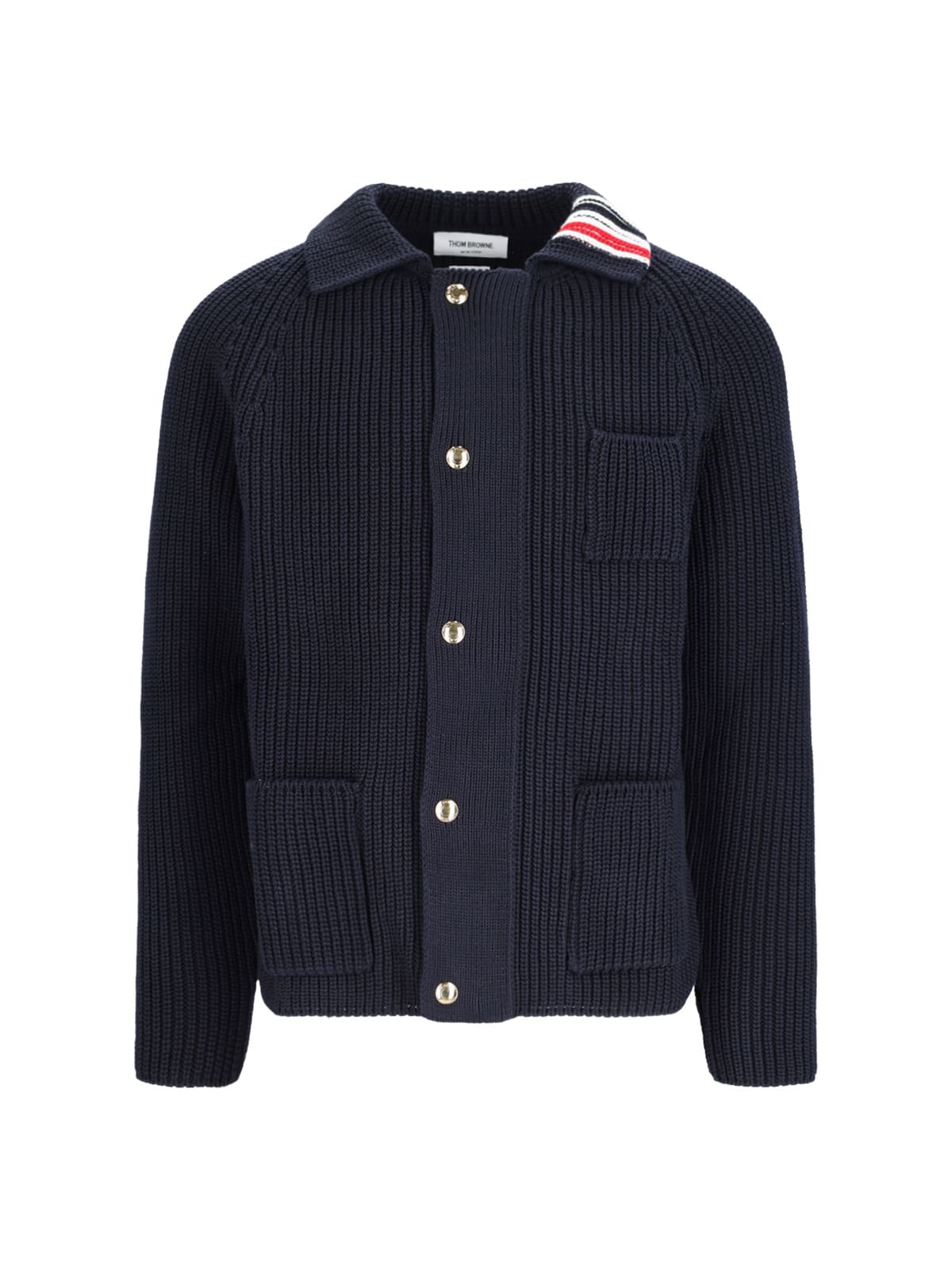 Shop Thom Browne Tricolor Detail Sweater In Blue