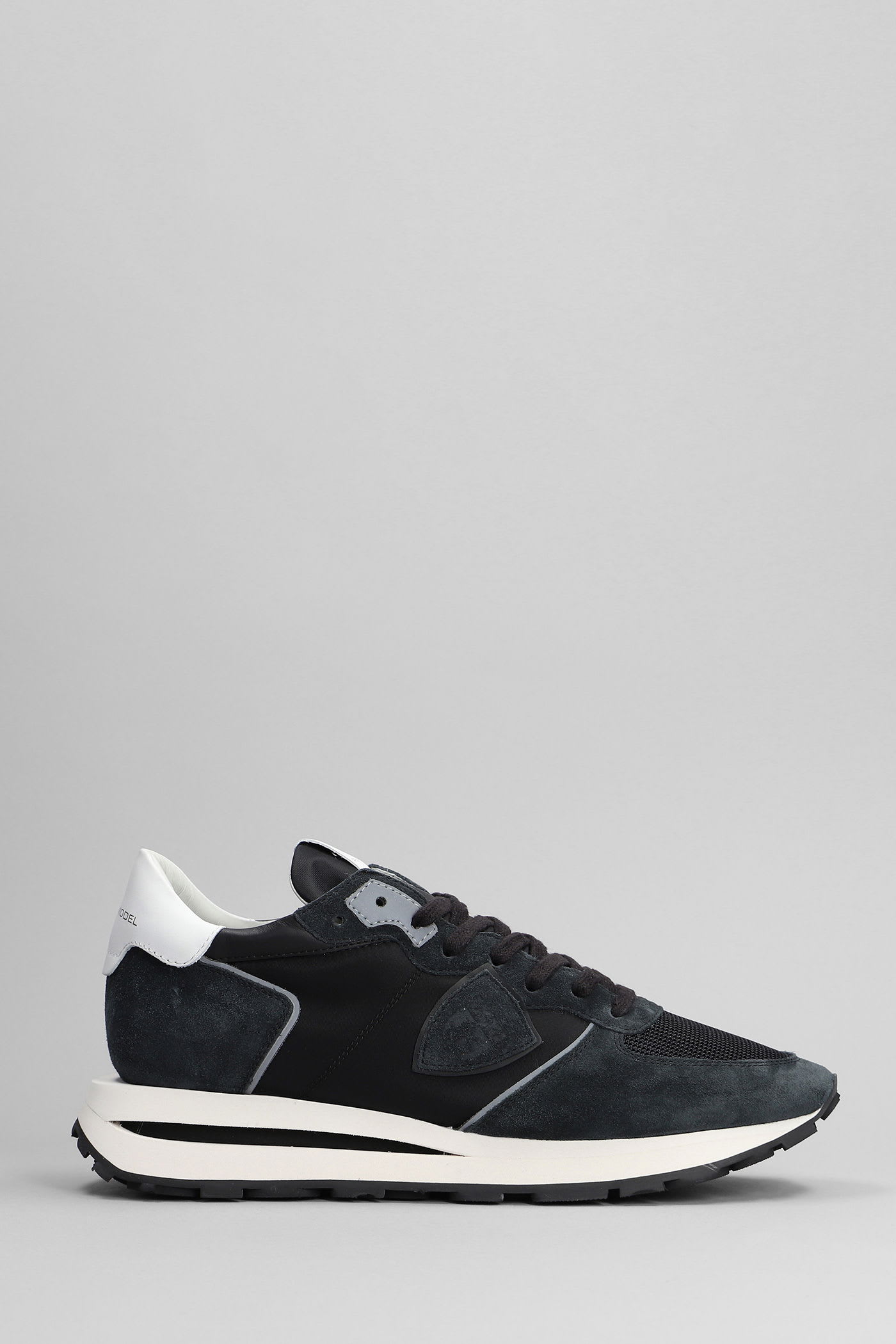 Philippe Model Tropez Haute Low Sneakers In Black Suede And Fabric In Black