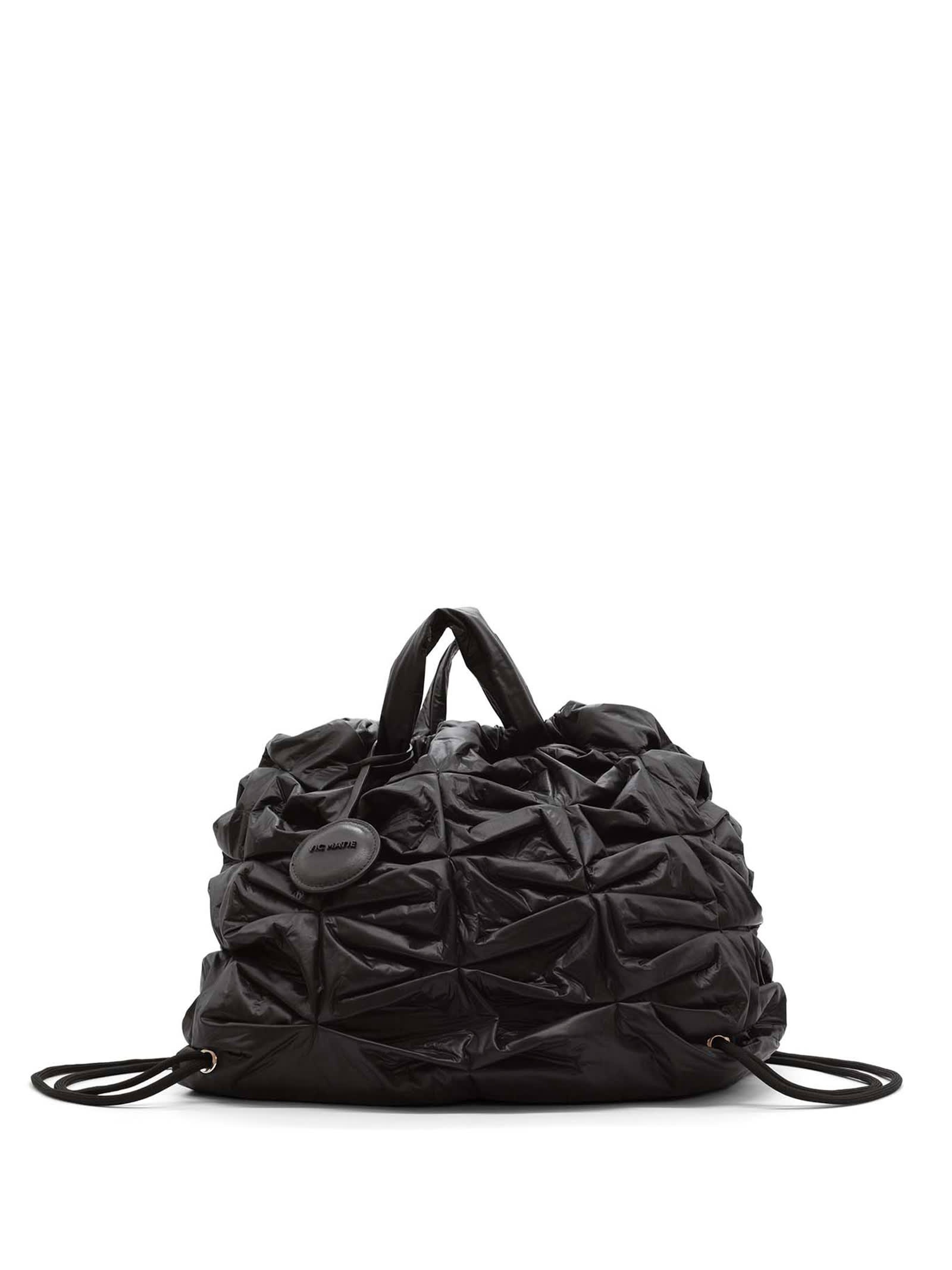Vic Matie Large Black Nylon Handbag
