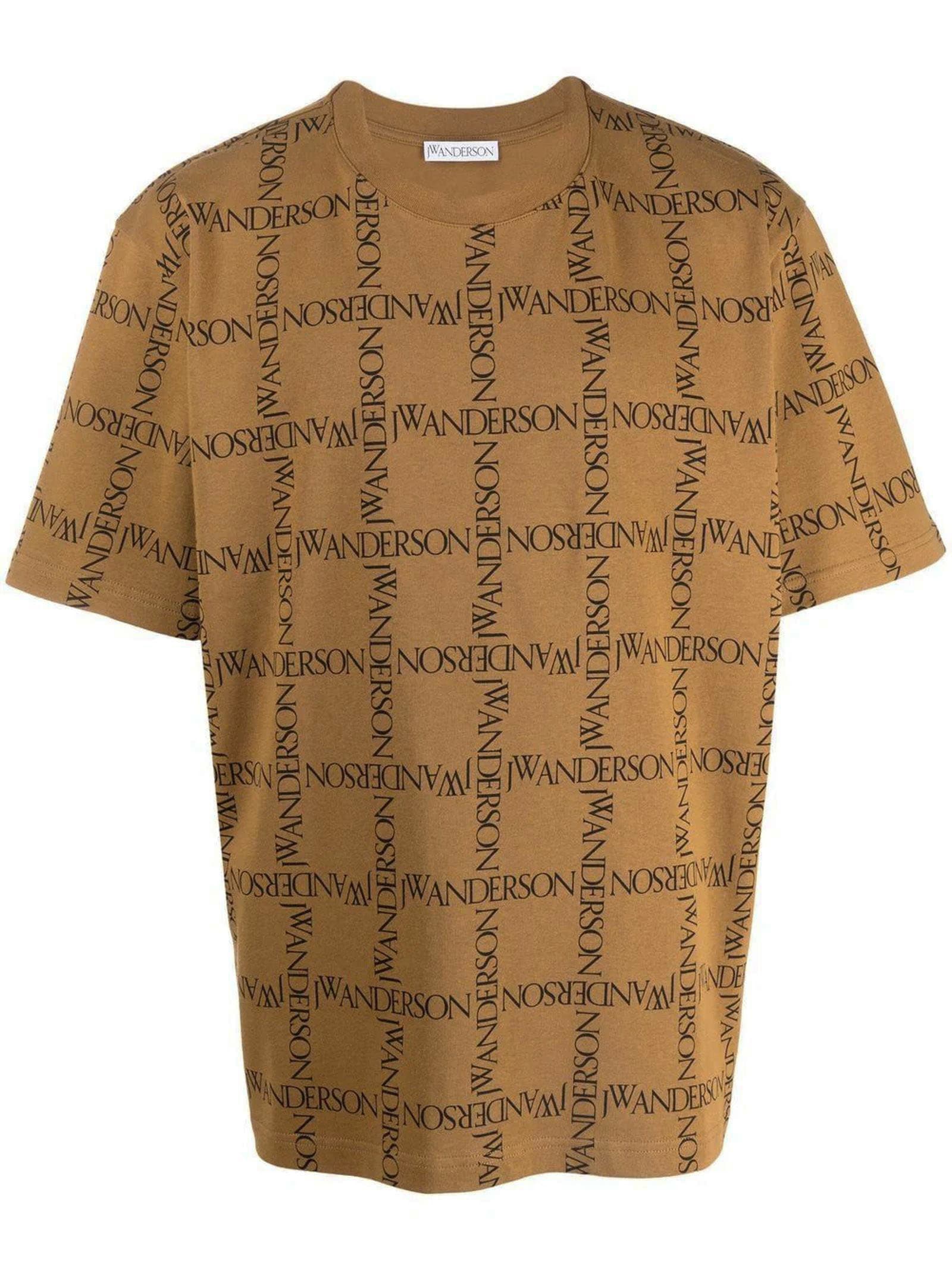 JW ANDERSON TOBACCO AND BLACK COTTON T-SHIRT,JT0044PG0482 619