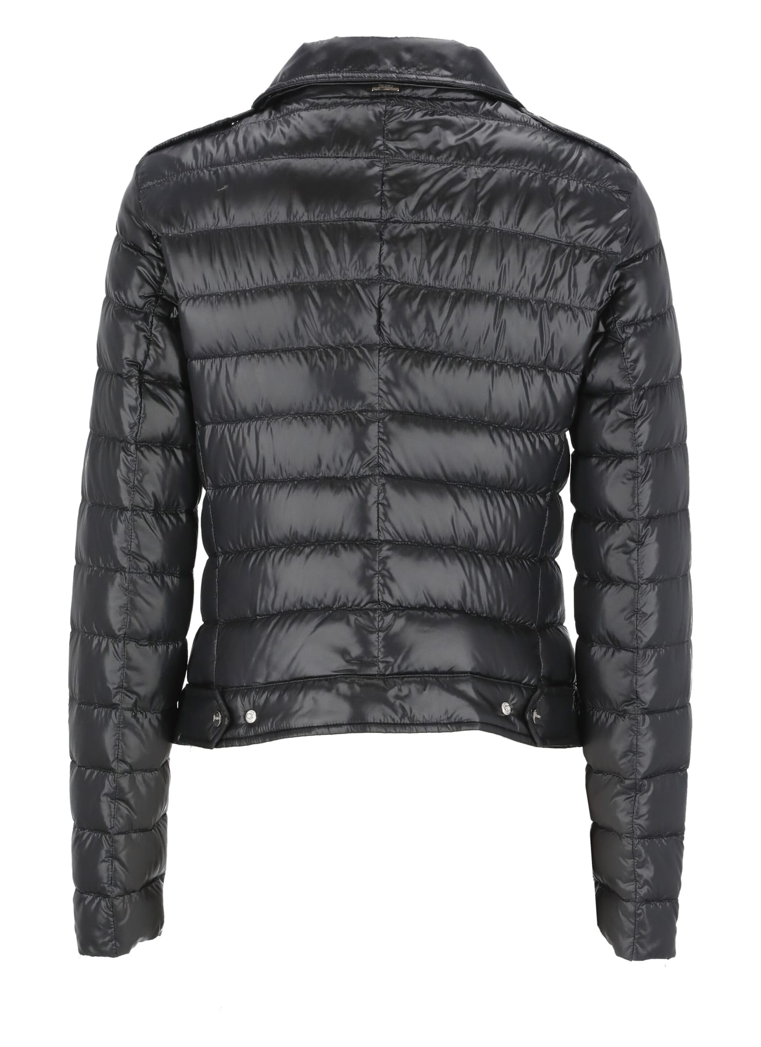 Herno Lightweight Biker Jacket With Diagonal Zip Closure In Black