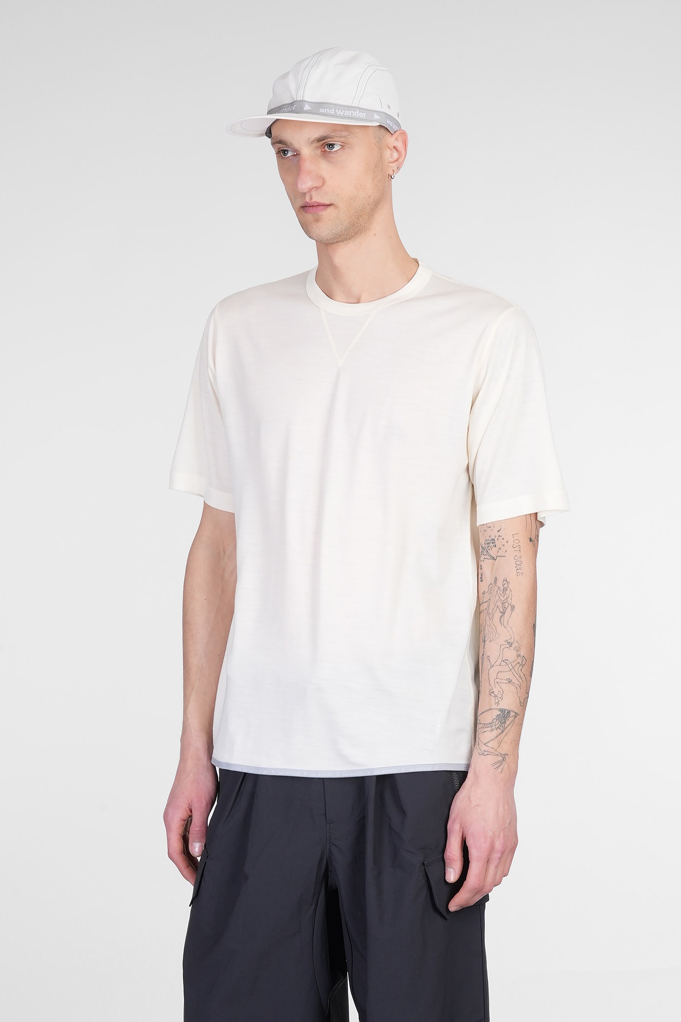 And Wander T-shirt In Beige Wool In Beige
