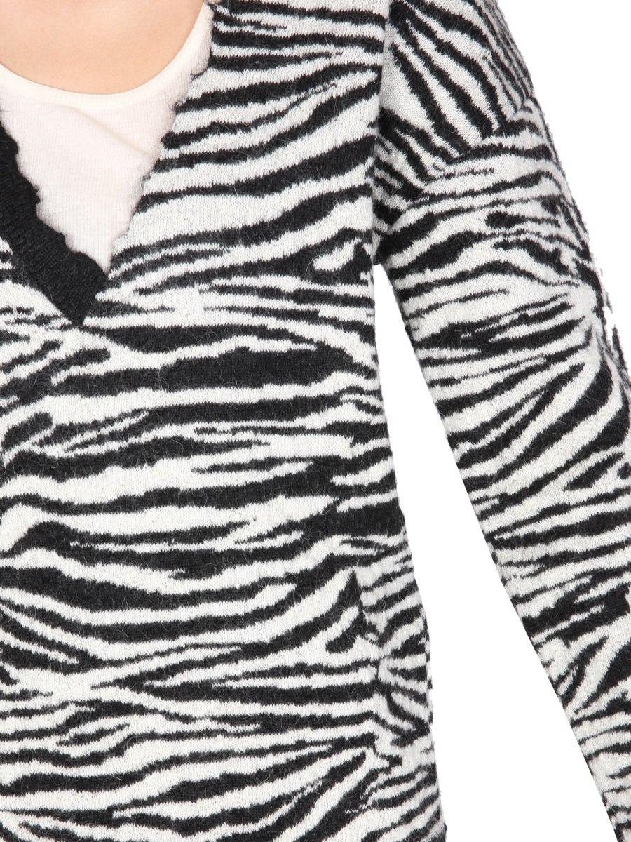 Shop Saint Laurent Zebra Patterned V-neck Sweater In Multicolour