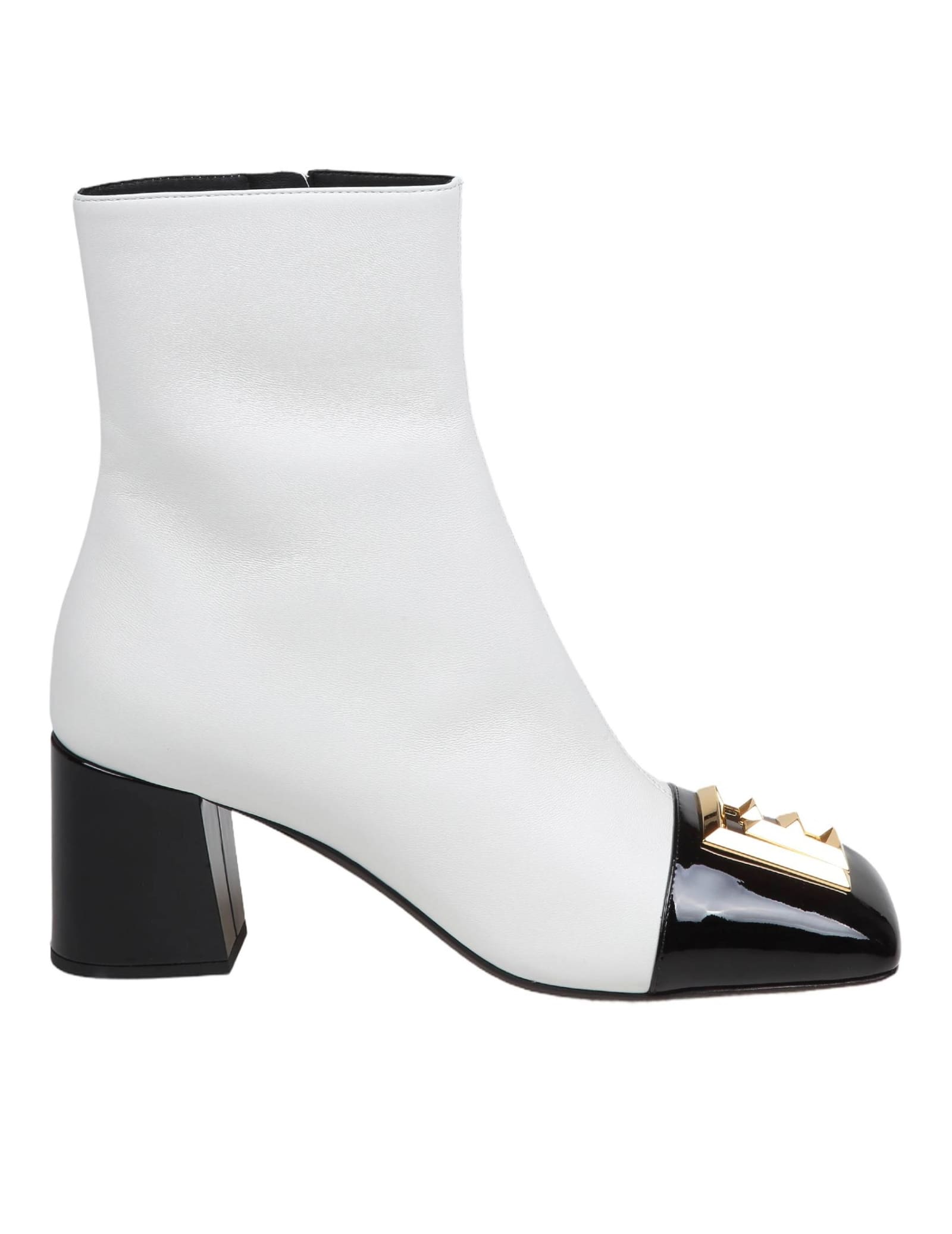 Edna Ankle Boot In Black And White Leather