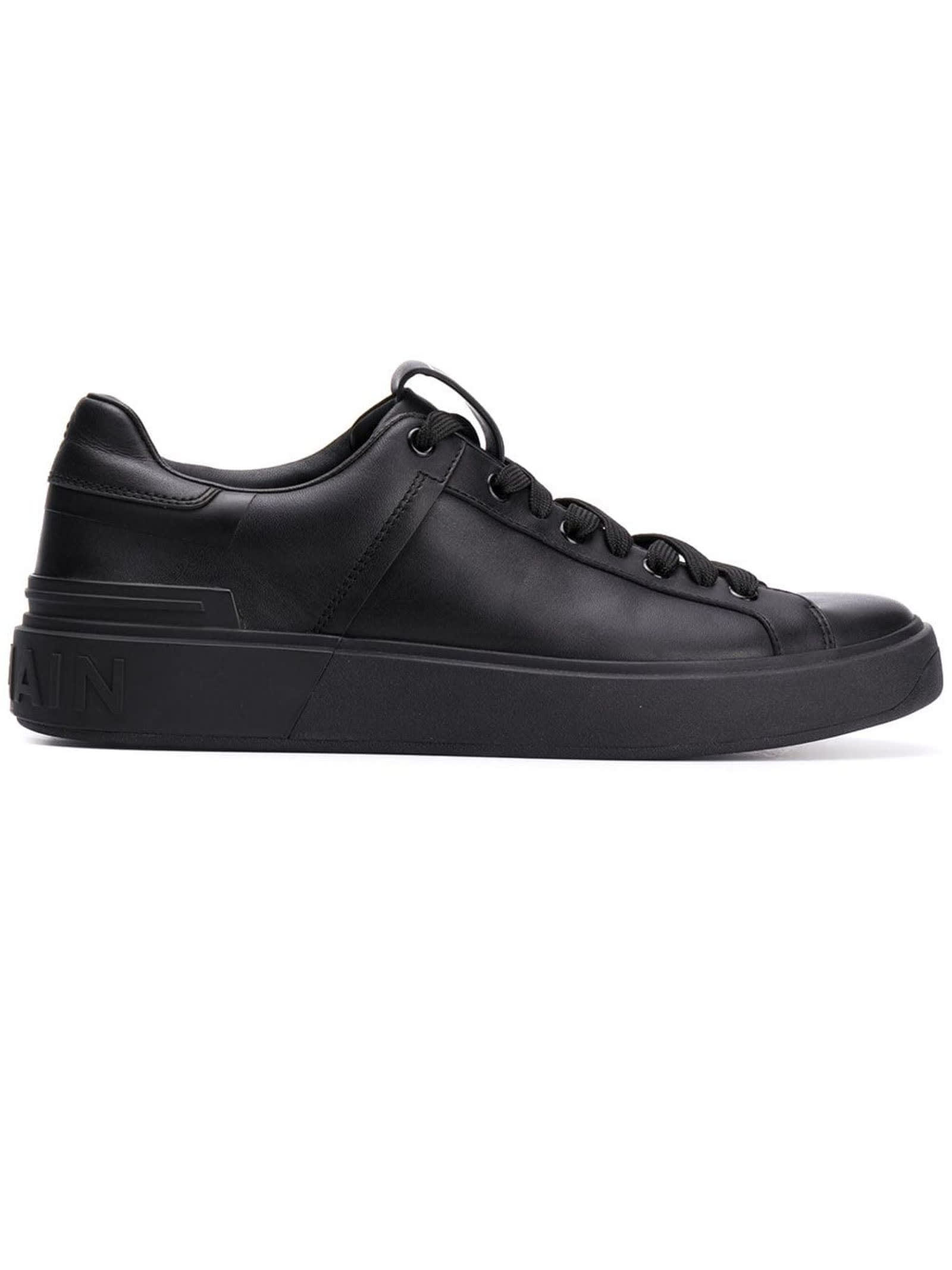 Balmain Black Calfskin B-court Sneakers