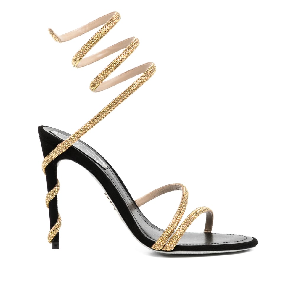 René Caovilla Round-toe High-heeled Sandals In Black
