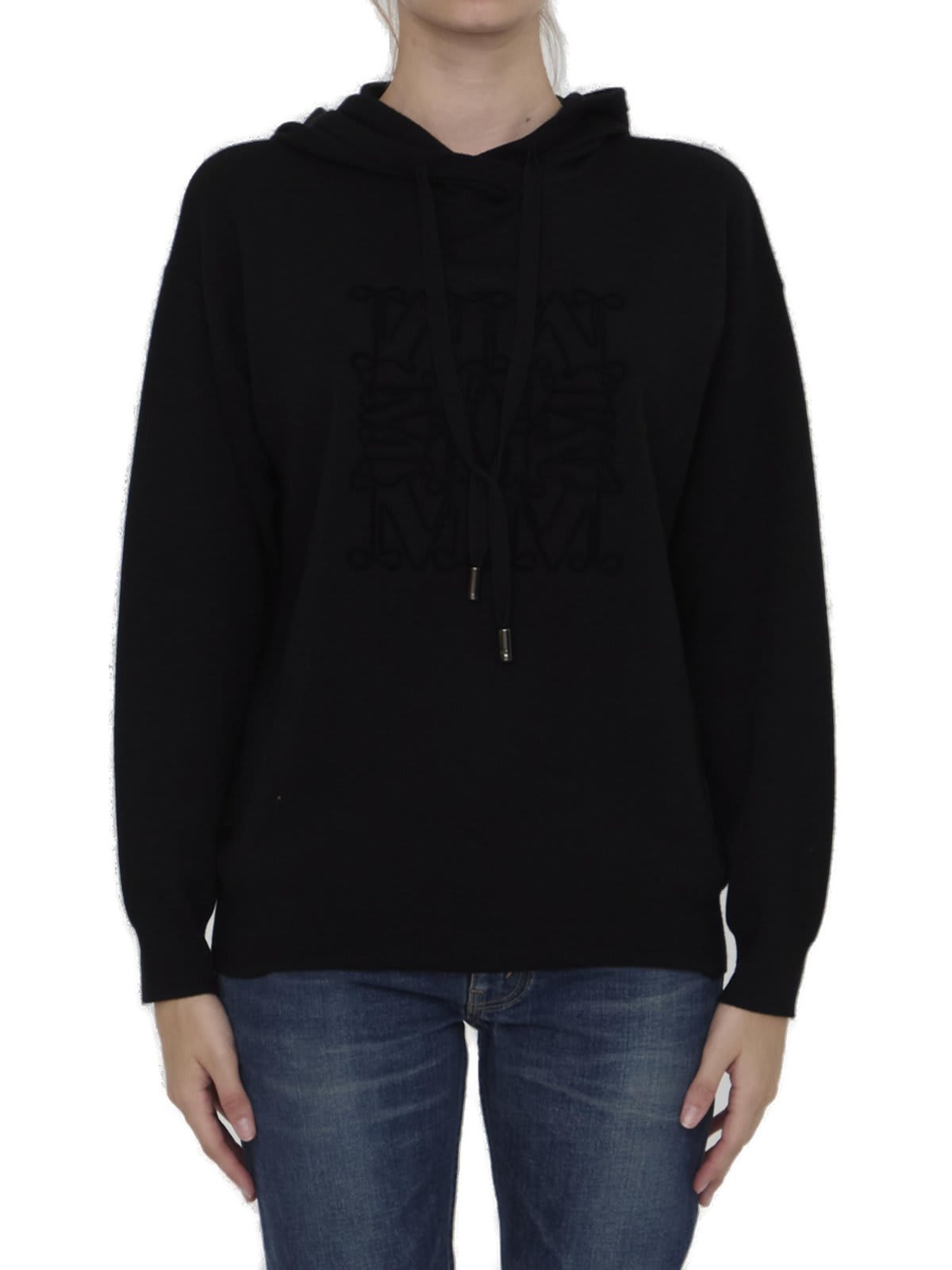 Shop Max Mara Pamir Drawstring Hoodie In Black