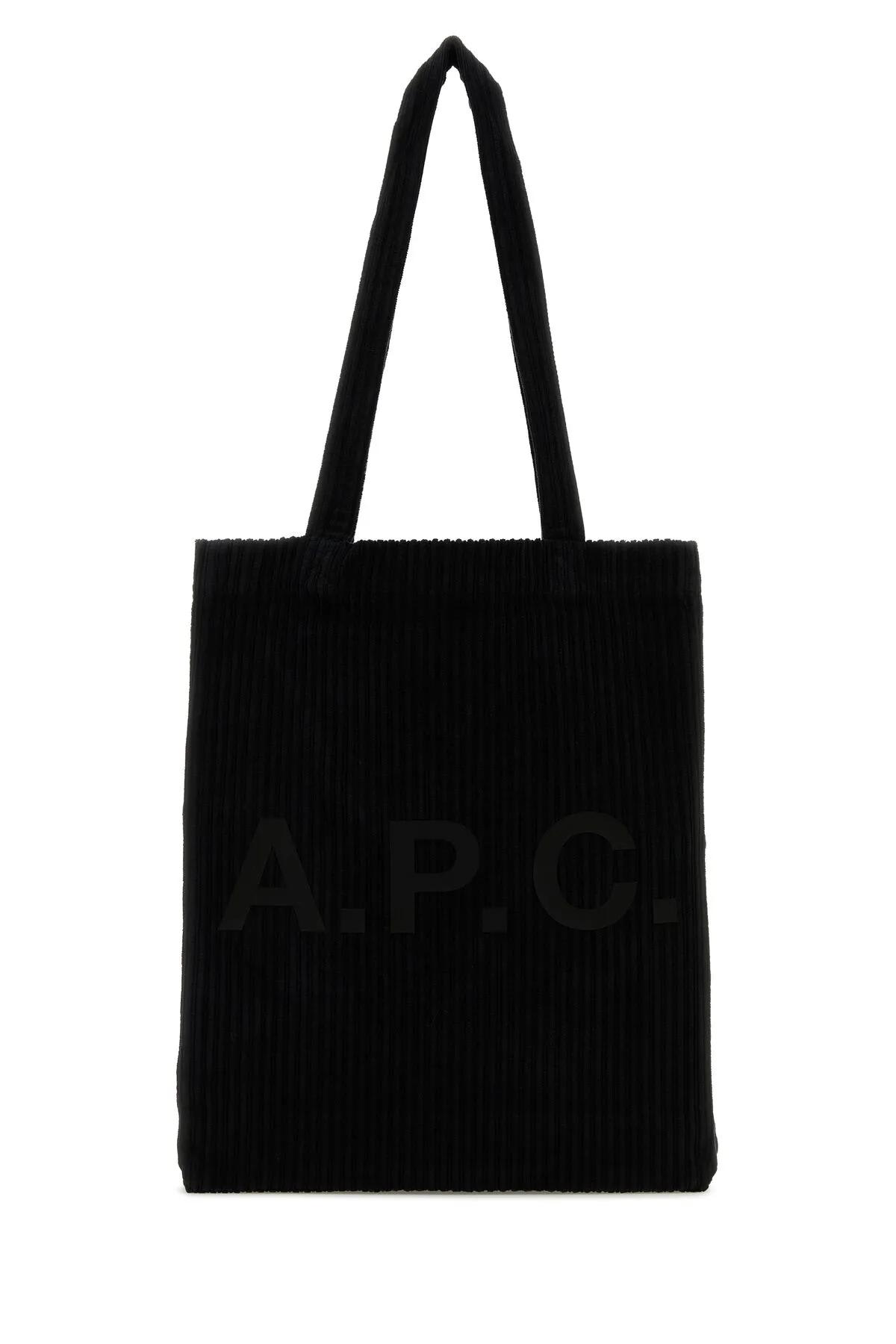 Shop Apc Black Corduroy Lou Shopping Bag