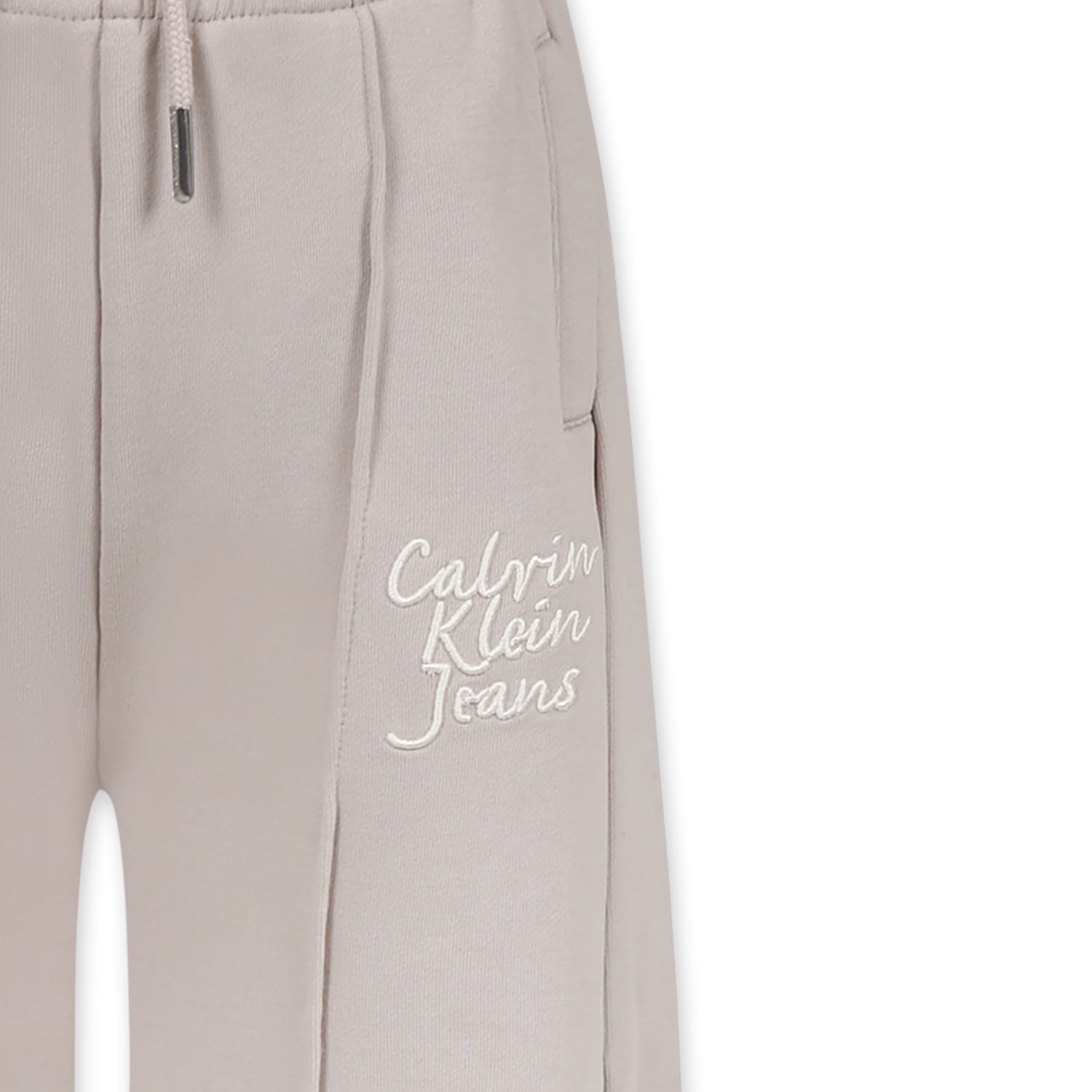 Shop Calvin Klein Ivory Trousers For Girl With Logo