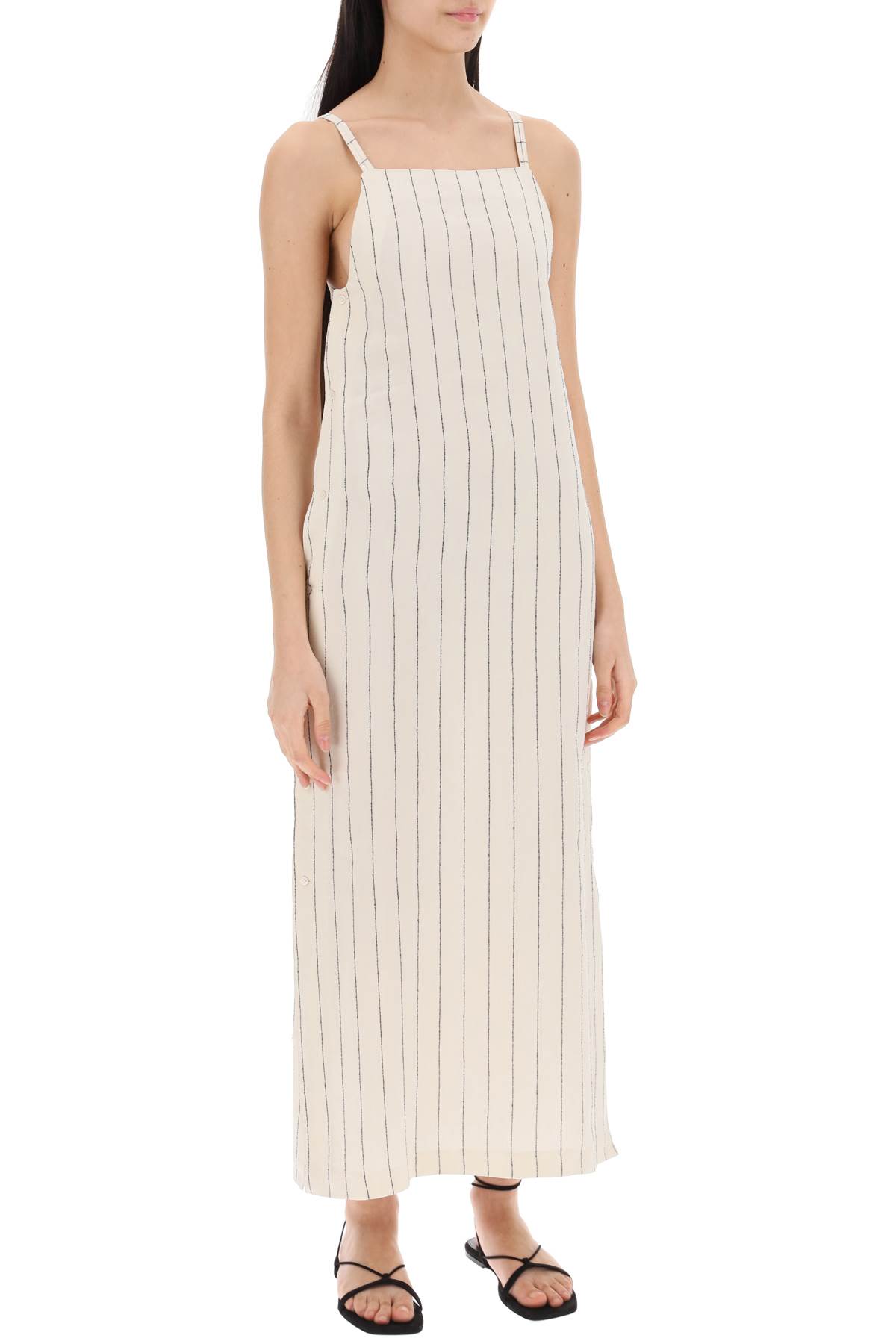 Shop Loulou Studio Striped Sleeveless Dress Et In Ivory Black (white)