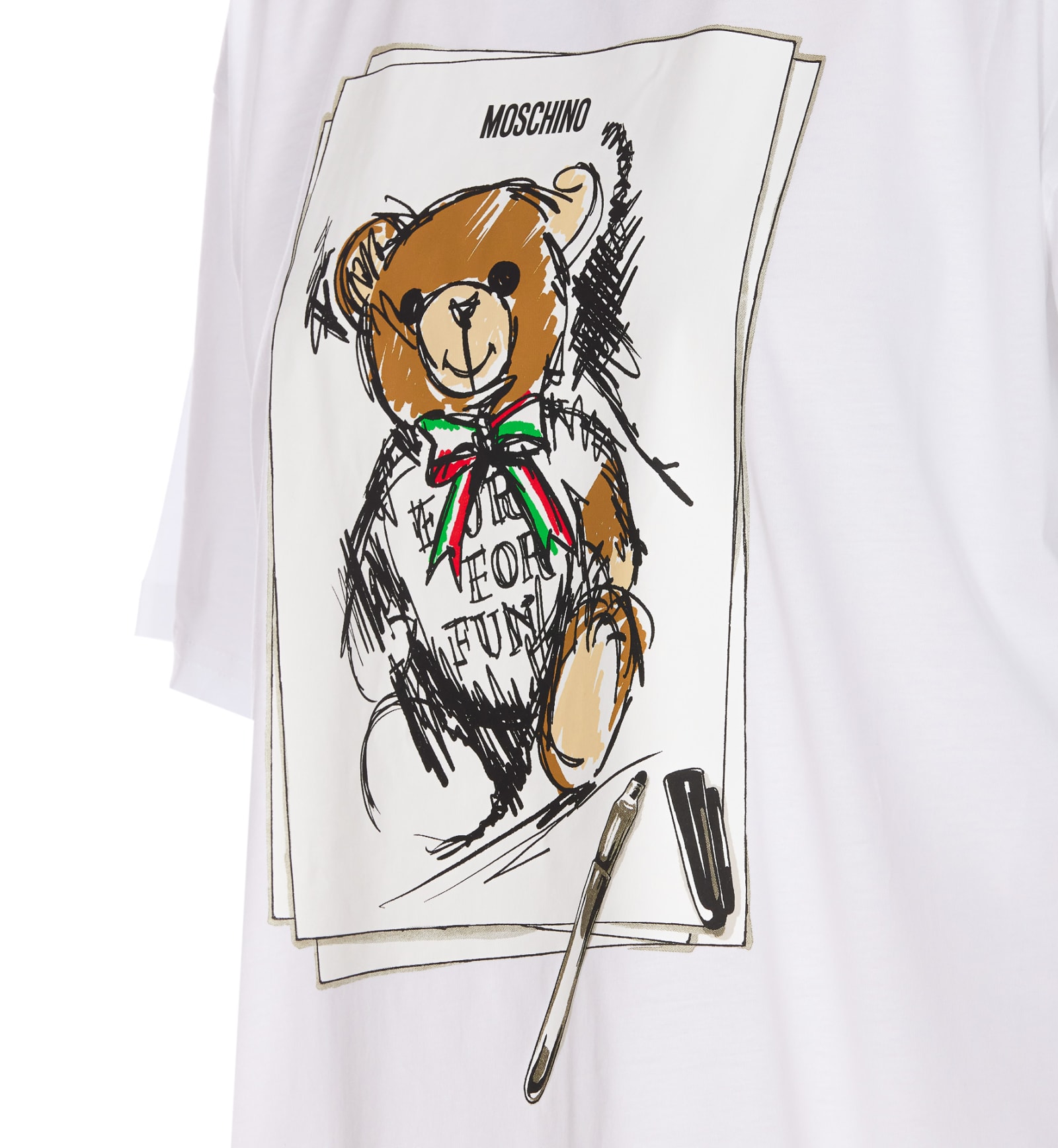 Shop Moschino Drawn Teddy Bear T-shirt In White