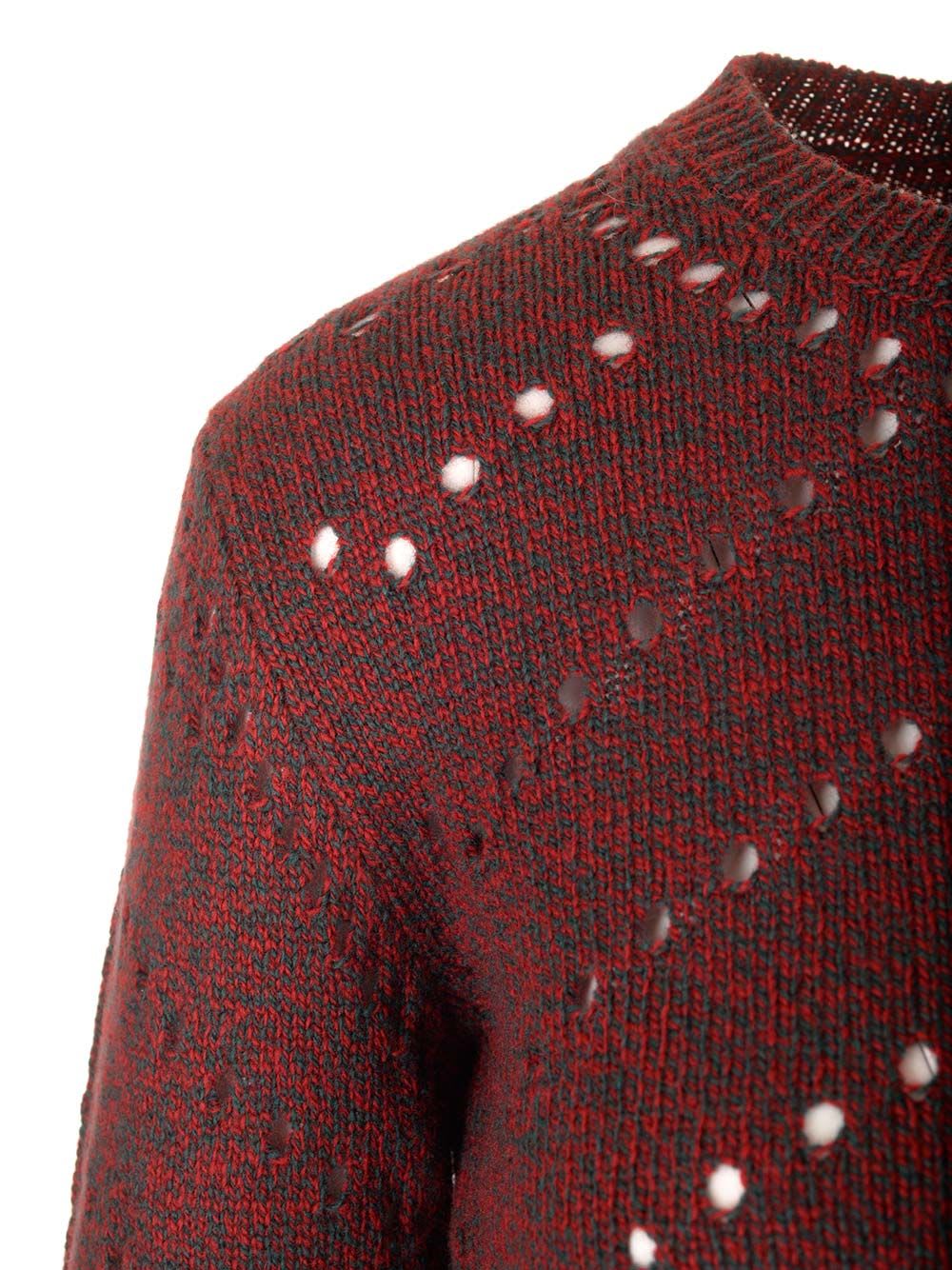 Shop Etro Open Knit Wool Sweater In Bordeaux